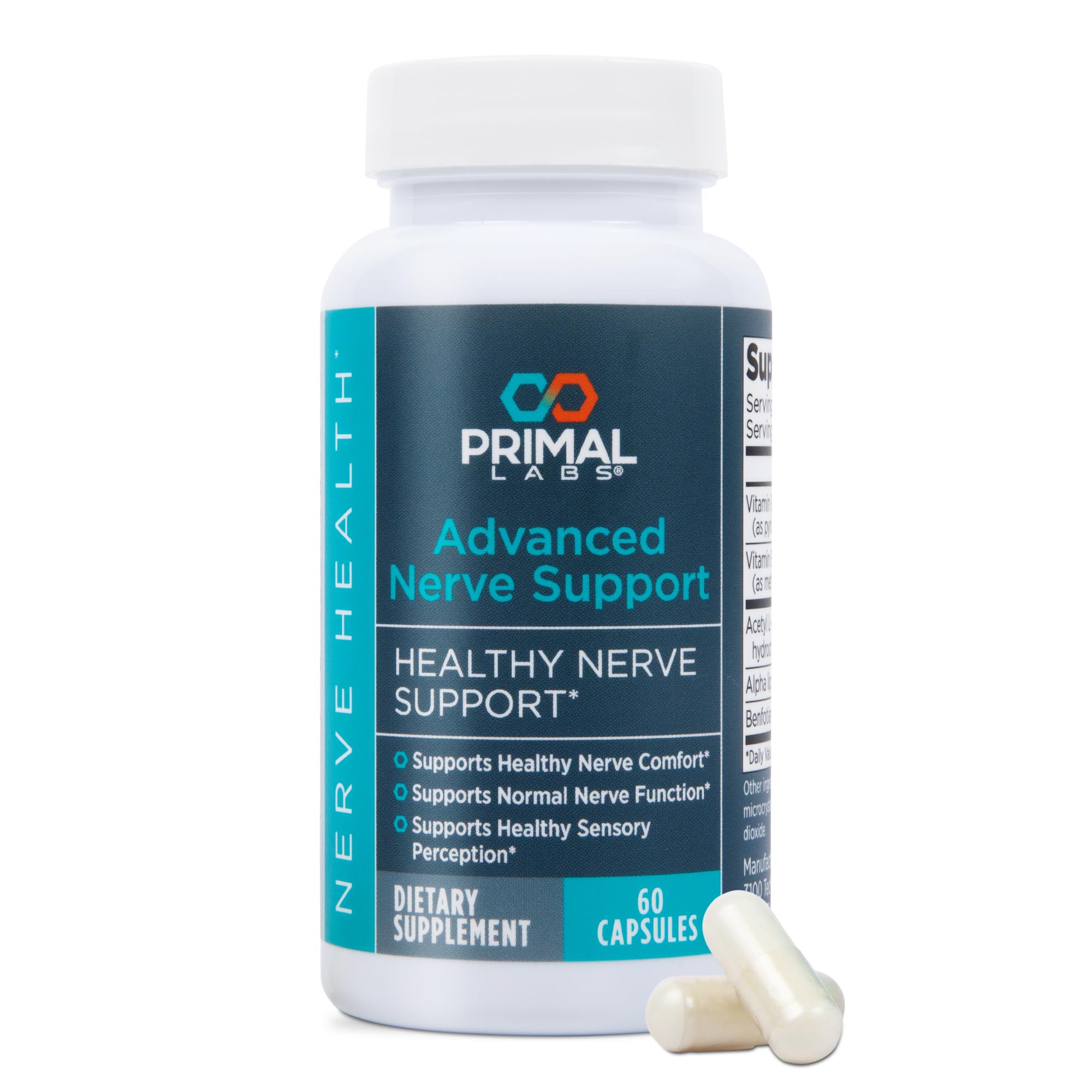 Primal Labs Nerve Support Capsules - Supports Nerve Health, Sensory Function & Comfort - Benfotiamine, Alpha Lipoic Acid, Acetyl L-Carnitine, Vitamins B6 B12-60 Count Primal Labs buy supplements canada