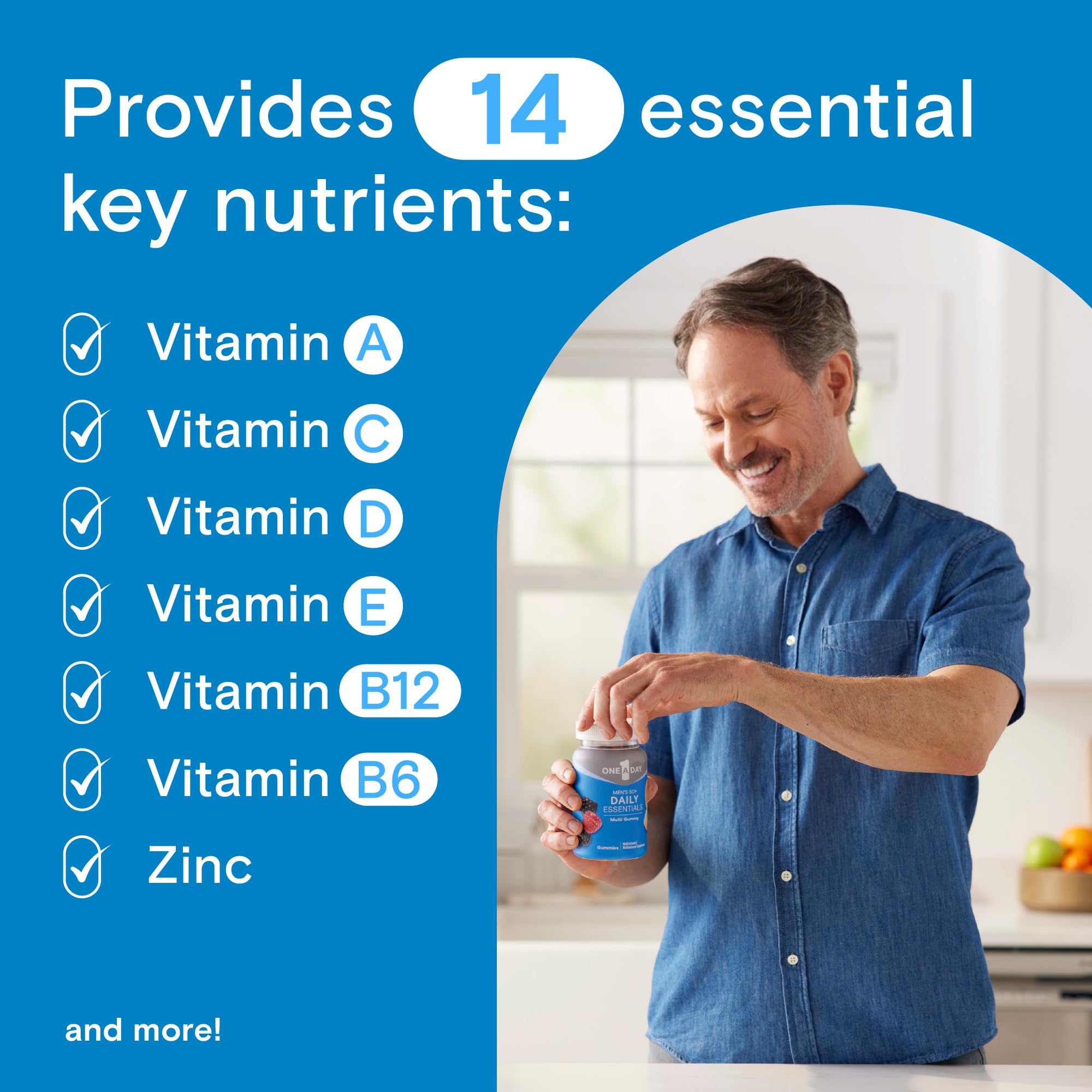 One A Day Men’s 50+ Daily Essentials Multivitamin Gummies, Multivitamin for Men Over 50, Fruit Medley Flavor, 120 Gummies ONE A DAY buy supplements canada