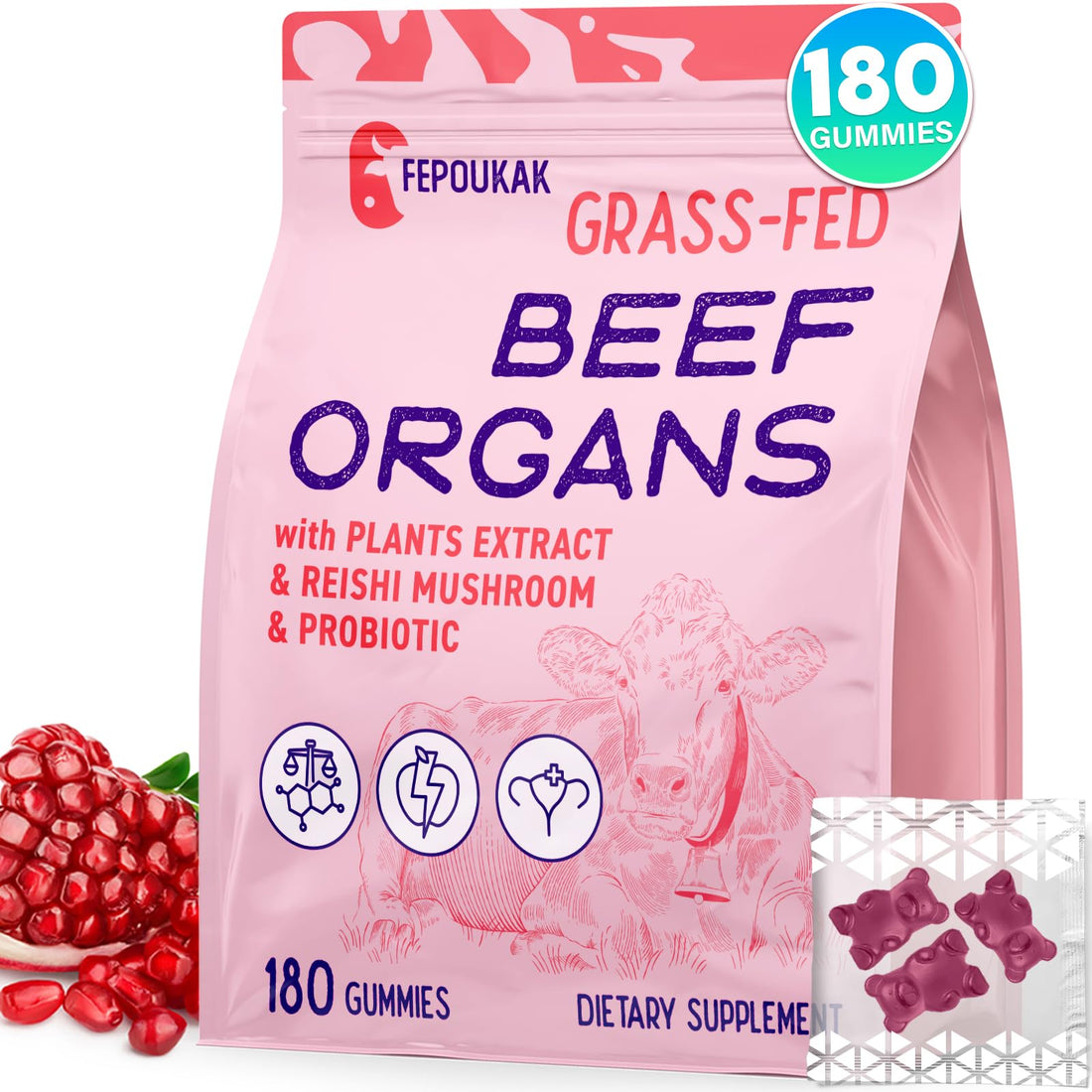 (180 Gummies) Beef Organ Supplement for Women - 5300mg Beef Liver, Kidney, Uterus & 10 More, for Hormone Balance, Menstruation, Energy, Immunity, Gut & Skin Health - 100% Grass Fed & Pasture Raise Fepoukak buy supplements canada