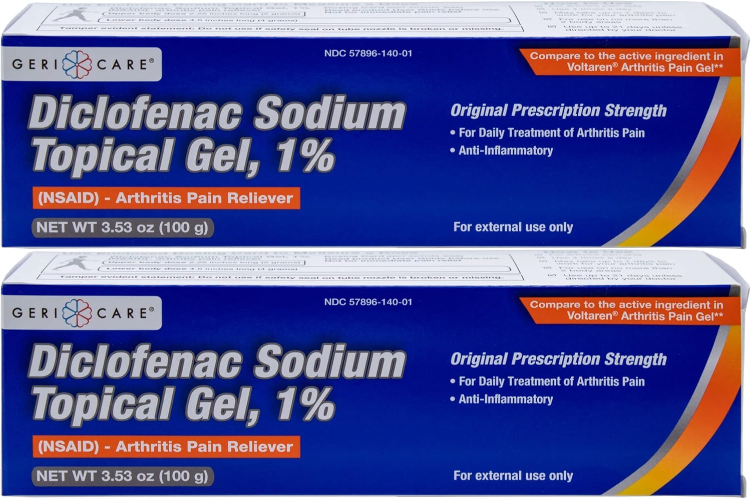 GeriCare Topical Arthritis Pain Relief Gel Diclofenac Sodium 1% (NSAID) Hand Wrist Elbow Foot Ankle Knee Extra-Strength Pain Reliever- Anti-inflammatory Arthritis Pain Treatment, 3.53oz (2 Pack) GeriCare buy supplements canada