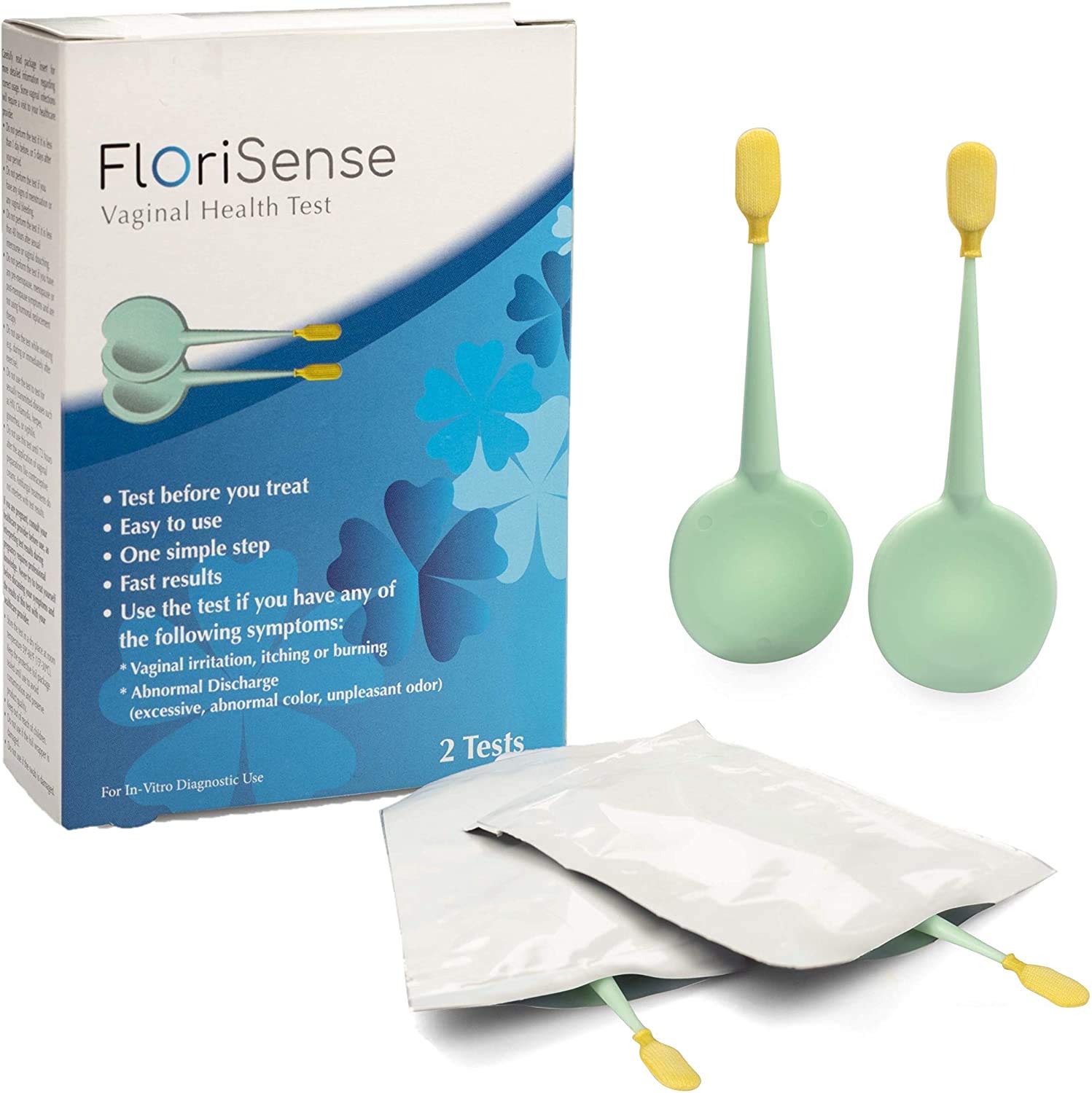 FloriSense Vaginal Health pH Test Kit - OTC Vaginal Acidity Test - Bacterial Vaginosis and Yeast Infections - 2 Swabs, Detect Feminine Imbalance - Before You Treat, Easy to Read Results in Seconds FloriSense buy supplements canada