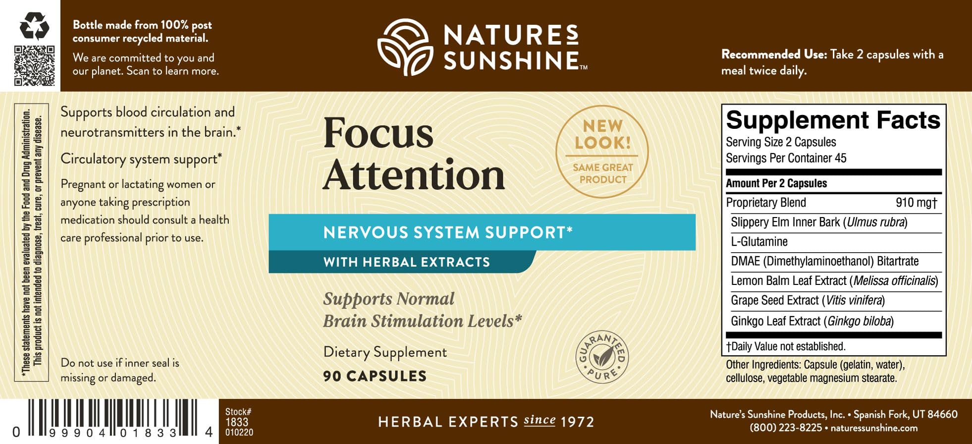 Nature's Sunshine Focus Attention, 90 Capsules, Provides Nutrients That Help Maintain Normal Brain-Stimulation Levels While Supporting Blood Circulation and Neurotransmitter Levels in The Brain Nature's Sunshine buy supplements canada