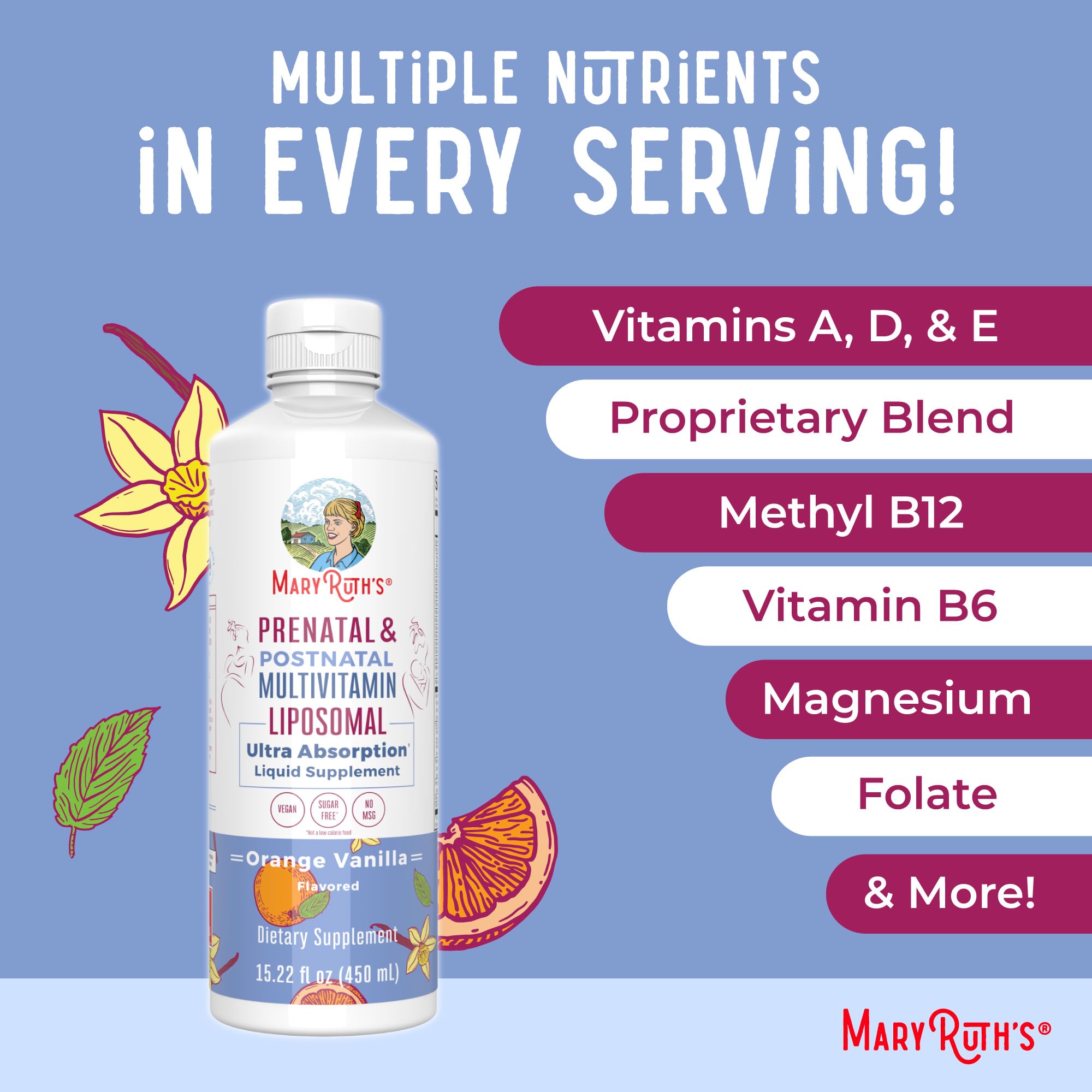 MaryRuth Organics Prenatal & Postnatal Multivitamin for Women | Sugar Free | Formulated for Pre-Conception, Pregnancy & Nursing | Prenatal Vitamins | Vegan | Non-GMO | Gluten Free | 30 Servings MARYRUTH'S buy supplements canada