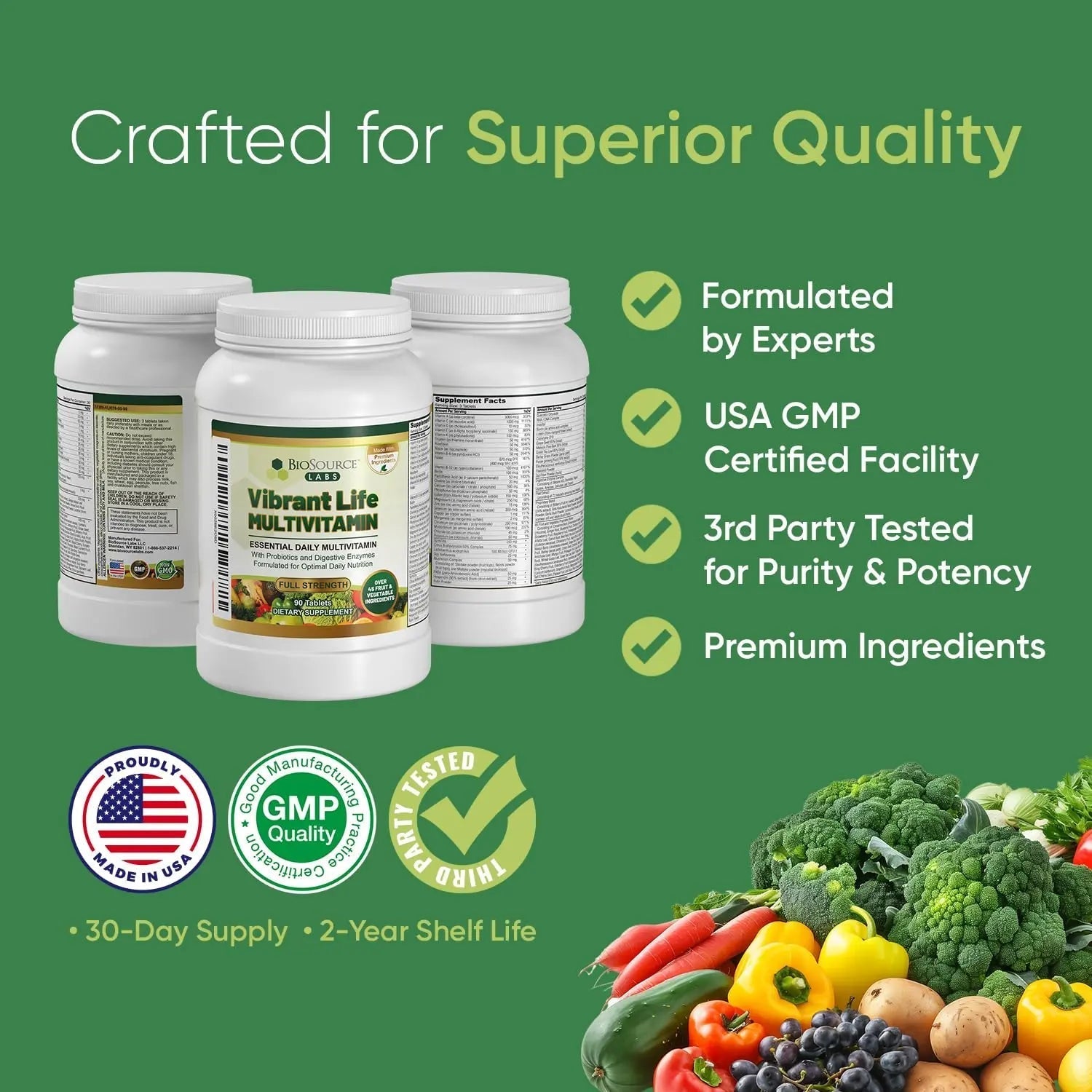 BioSource Labs Vibrant Life Multivitamin with Probiotics, Digestive Enzymes & B-Complex – Over 45 Fruits and Veggies BioSource Labs buy supplements canada