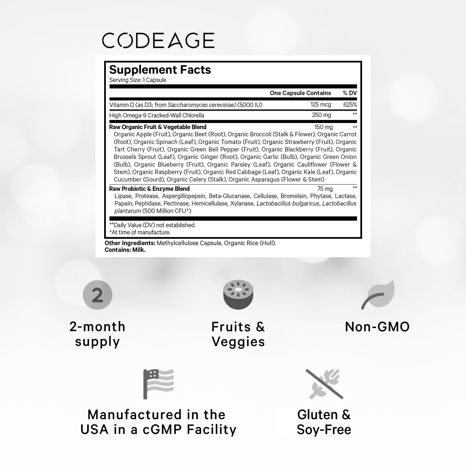 Codeage Raw Vitamin D3+ High Potency 5000 IU Supplement from Saccharomyces Cerevisiae - Raw Vitamin, Probiotics, Digestive Enzymes, Fruits & Greens - 2-Month Supply - 60 Capsules Codeage buy supplements canada