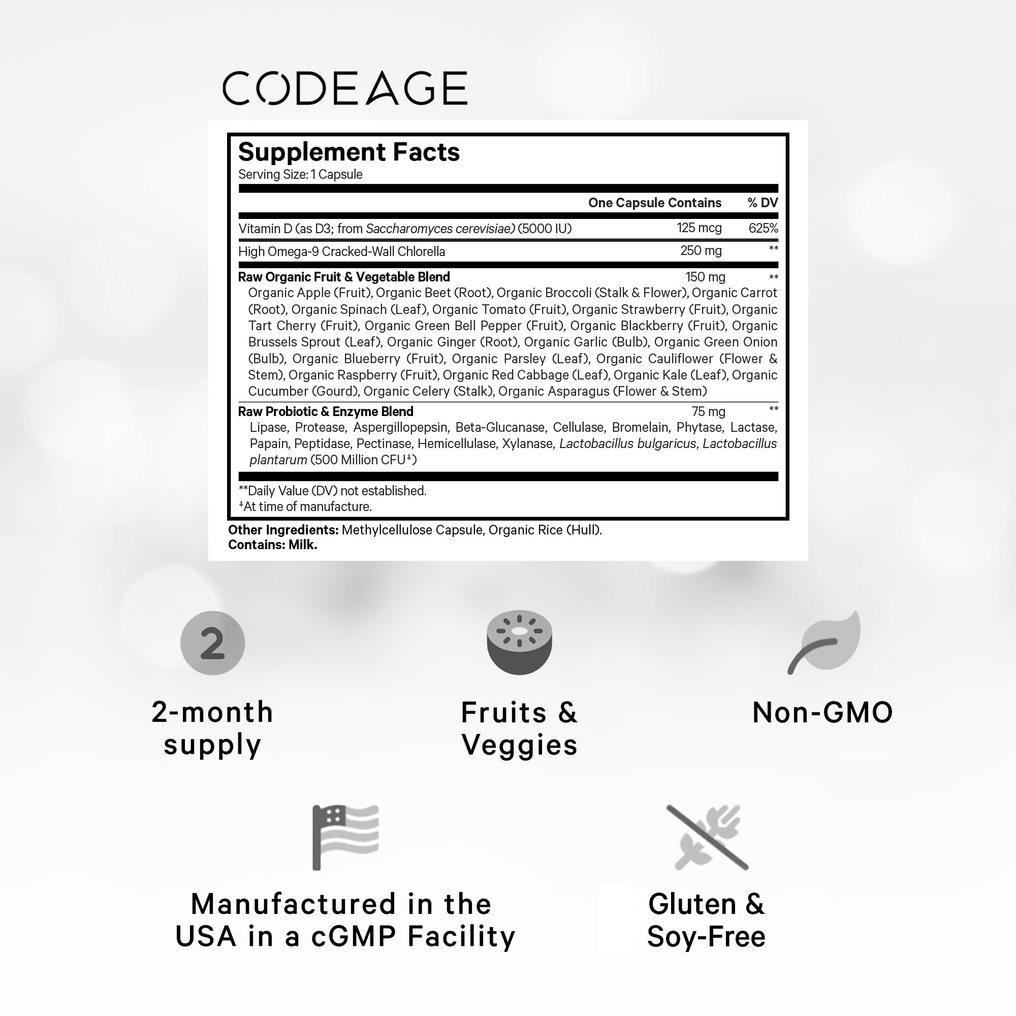 Codeage Raw Vitamin D3+ High Potency 5000 IU Supplement from Saccharomyces Cerevisiae - Raw Vitamin, Probiotics, Digestive Enzymes, Fruits & Greens - 2-Month Supply - 60 Capsules Codeage buy supplements canada