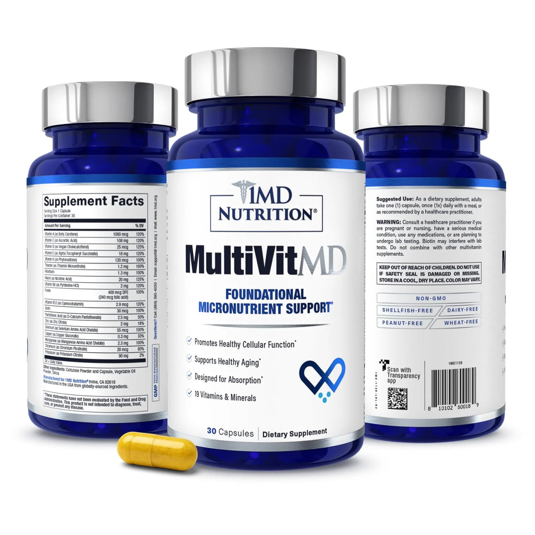 1MD Nutrition MultiVitMD Daily Multivitamin – 19 Essential Vitamins & Minerals for Adults Over 55 | Supports Healthy Aging, Heart, Brain, Bone, & Immune Health | 1MD Nutrition buy supplements canada