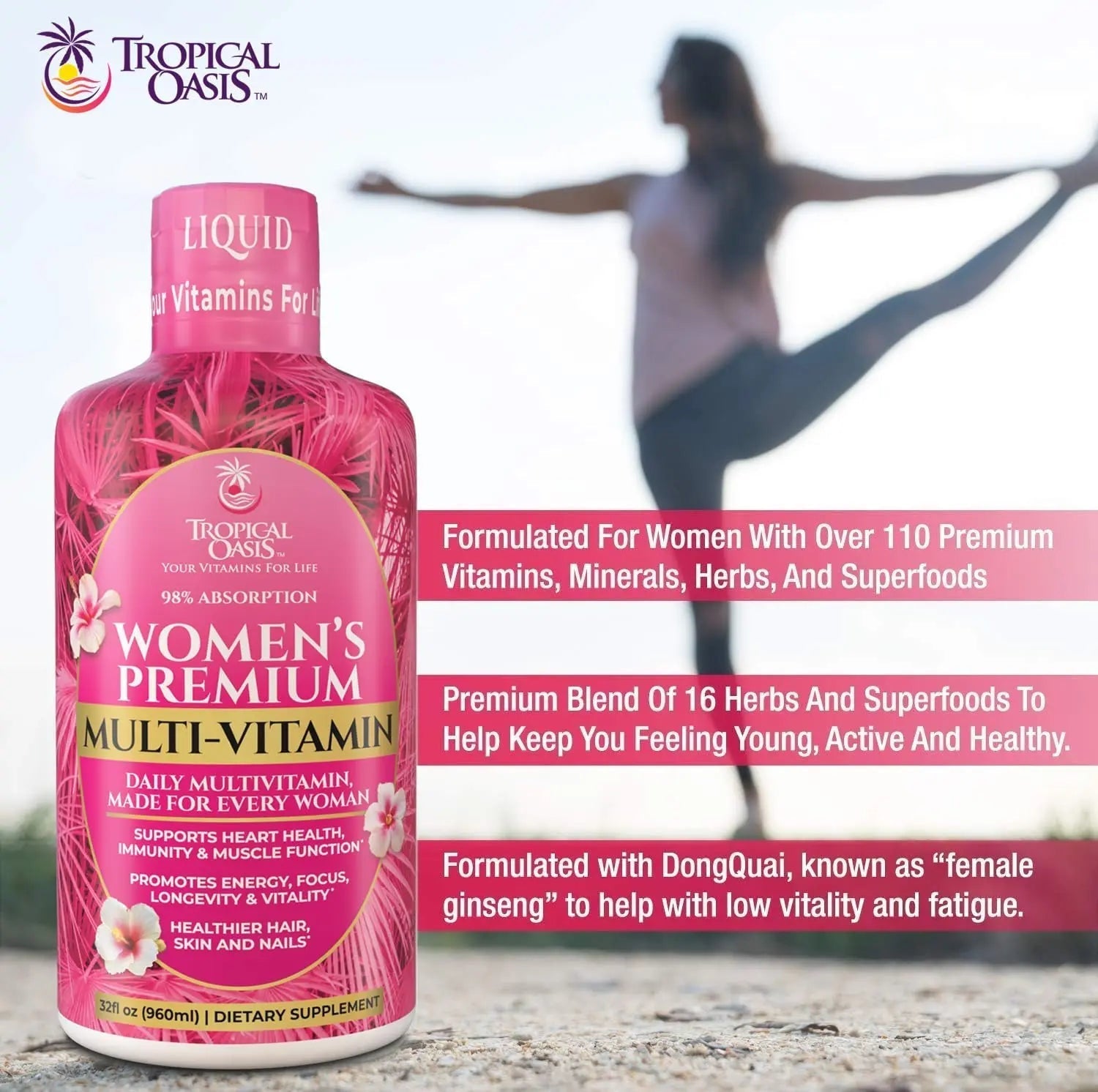 Premium Liquid Multivitamin for Women | Sugar Free Women’s Multivitamin | 100+ Vitamins, Minerals Tropical Oasis buy supplements canada