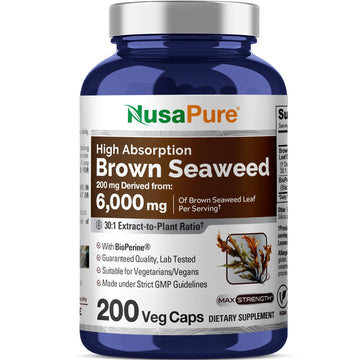 NusaPure Brown Seaweed 30:1 Extract, 200 mg Equivalent to 6,000 mg 200 Veggie Capsules - (Vegan, Non-GMO Bioperine) NusaPure buy supplements canada