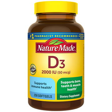 Nature Made Vitamin D3 2000 IU (50 mcg), Vitamin D Supplement for Bone, Teeth, Muscle and Immune Health Support, 250 Softgels, 250 Day Supply Nature Made buy supplements canada