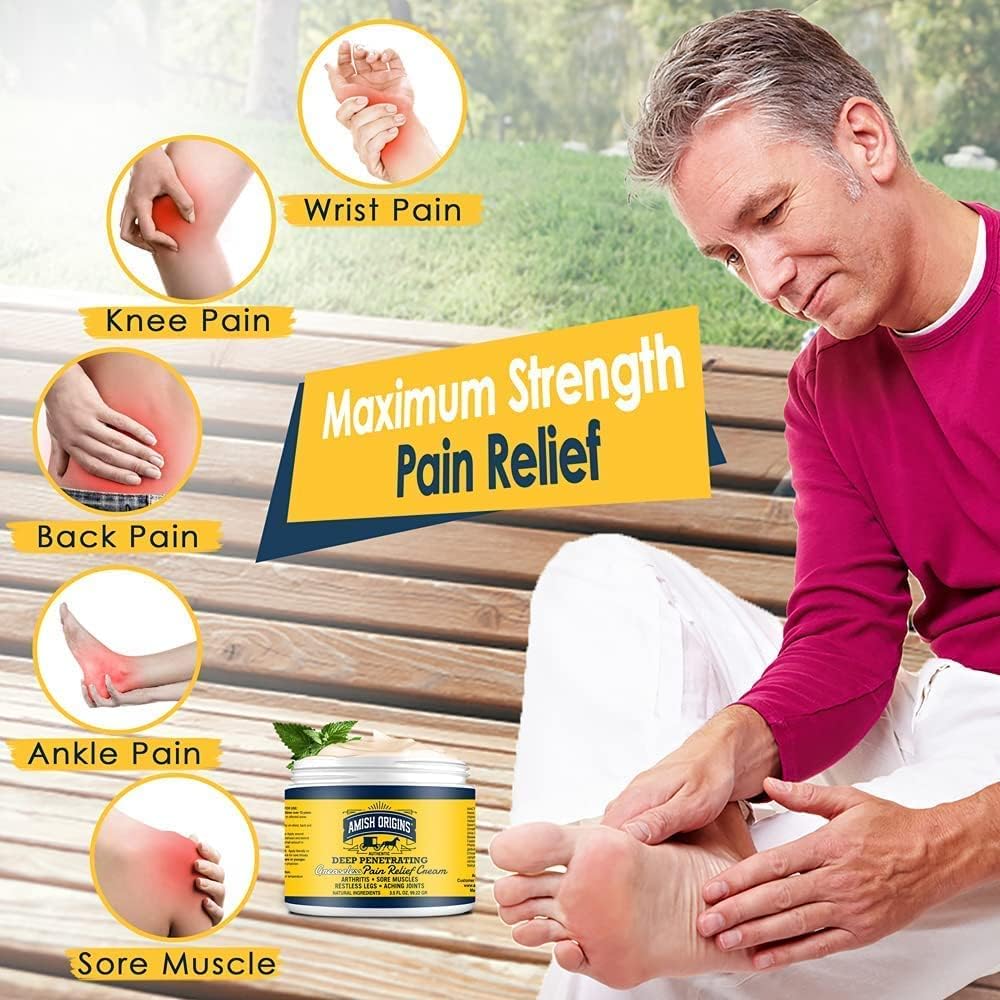 Amish Origins Arthritis Pain Relief Cream - 7 oz - Maximum Strength Deep Penetrating for Joint, Muscle, Knee, Back, Feet, Hand, Ankle, Aches, Neuropathy Amish Origins buy supplements canada