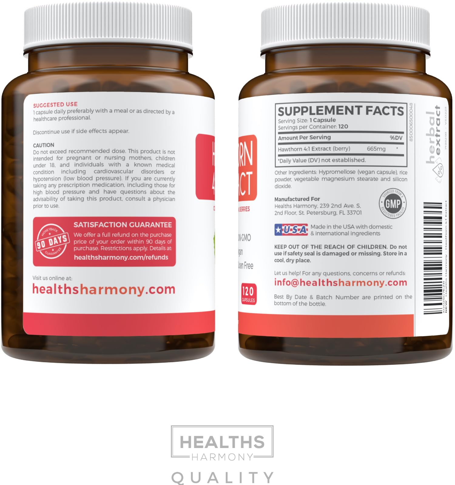Hawthorn Berry Capsules - 4 Month Supply Digestion & Heart Health Supplement Healths Harmony buy supplements canada