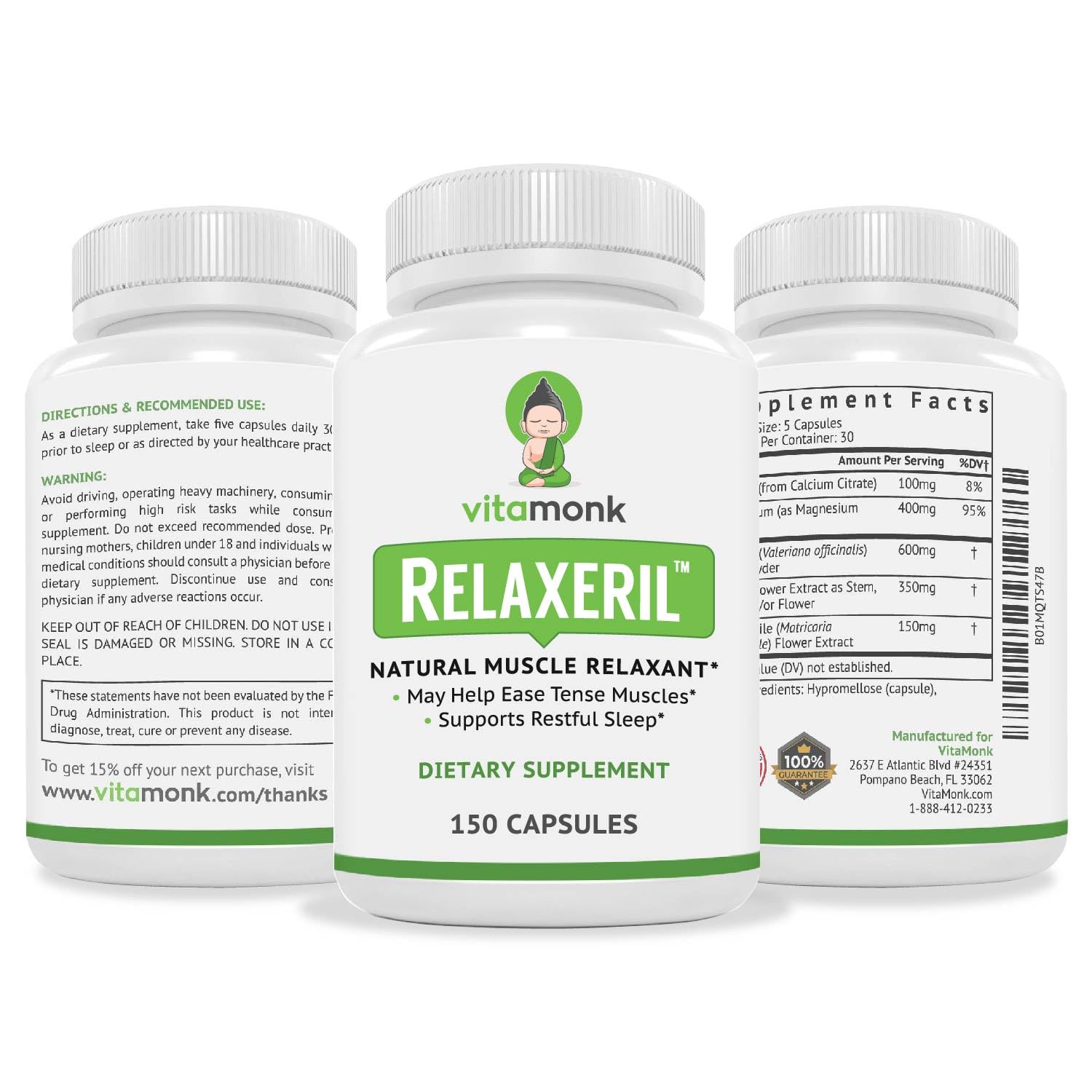 VitaMonk Relaxeril™ All-Natural Muscle Relaxer - Muscle Relaxer Supplement - Complete Muscle Relaxing Formula VitaMonk buy supplements canada