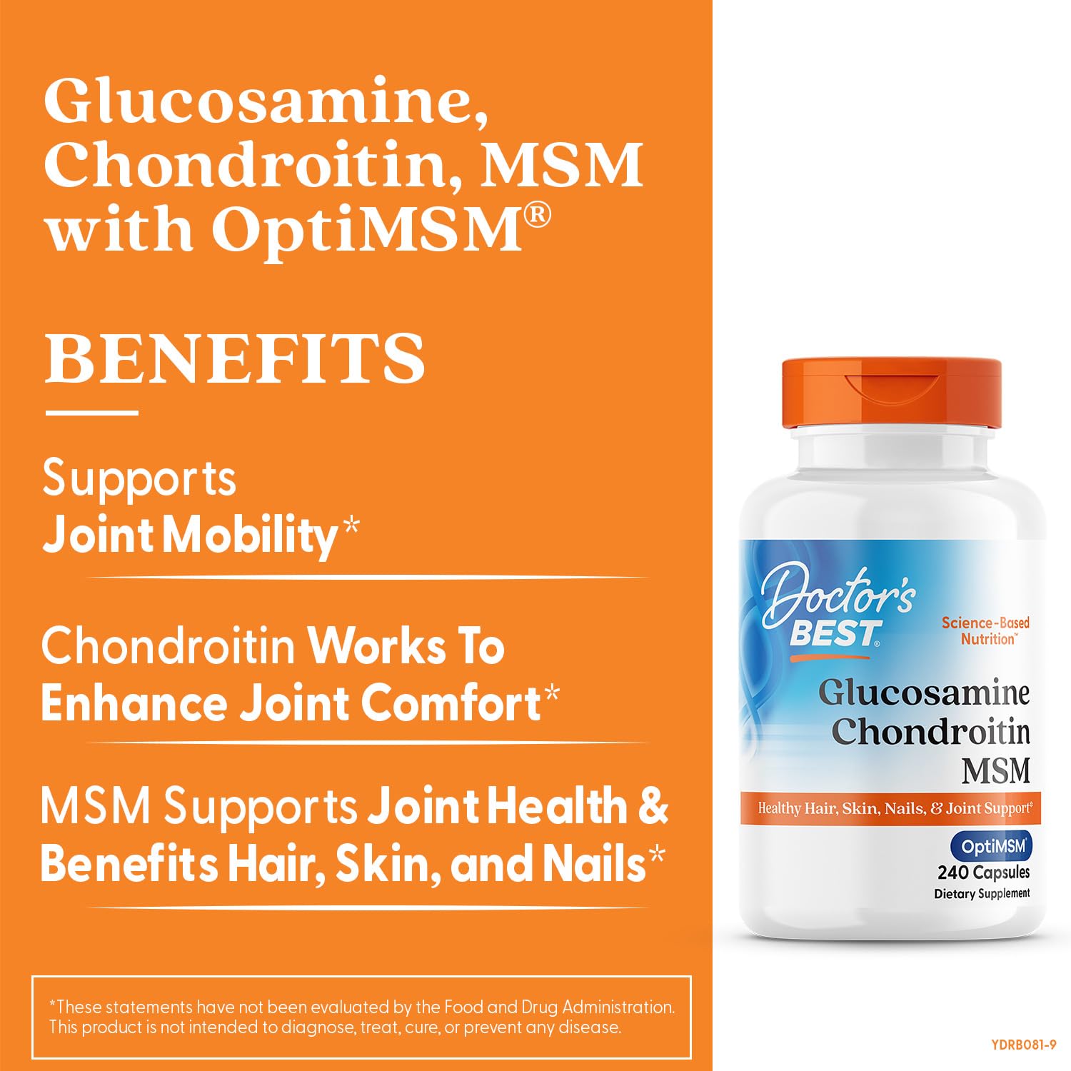 Doctor's BEST Glucosamine Chondroitin MSM - Joint Health Support Supplement for Women & Men, Nutritional Support for Joint Strength, Hair, Skin, & Nails Doctor's BEST buy supplements canada