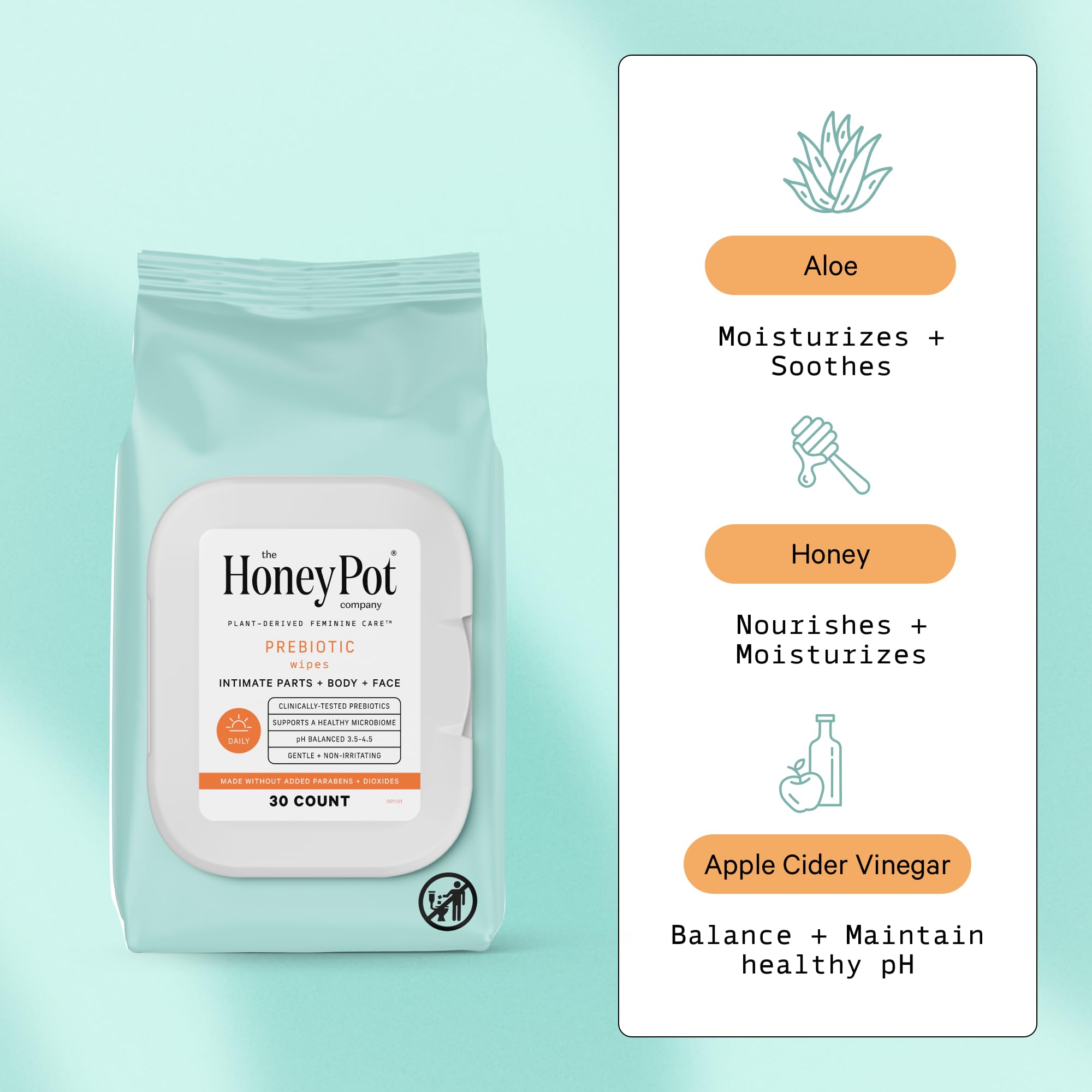 The Honey Pot Company - Prebiotic Feminine Wipes - Herbal Infused Feminine Hygiene Wipes The Honey Pot Company buy supplements canada