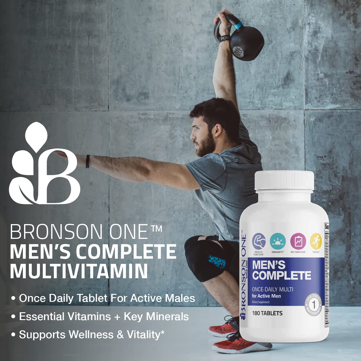 Bronson ONE Daily Men’s Complete Multivitamin Multimineral Once-Daily Multi for Active Men, 180 Tablets Bronson buy supplements canada
