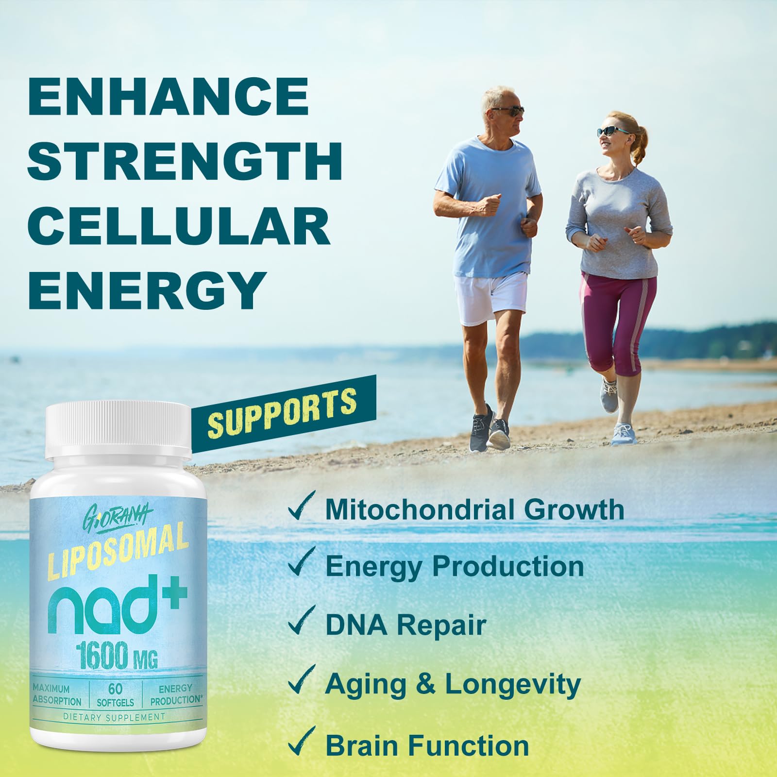 GIORANA 1600 MG Liposomal NAD+ Supplement, NAD+ Boosting Supplement, Superior Absorption, Vitamin B3 for Aging Defense, Longevity, Energy, Repair, Non-GMO, 60 Softgels GIORANA buy supplements canada