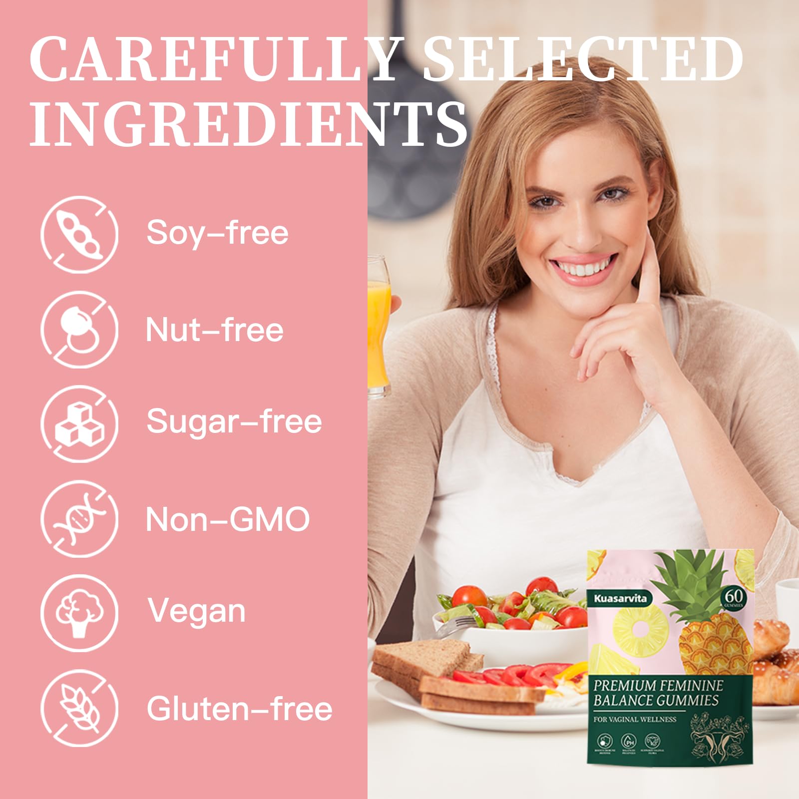 Premium Feminine Balance Gummies,Vital Vaginal Probiotics Source Feminine Gummies,Probiotic Gummies for Prenatal & Postnatal Women - Probiotics for Digestion, pH Balance, Gut Health, Immune Support Kuasarvita buy supplements canada