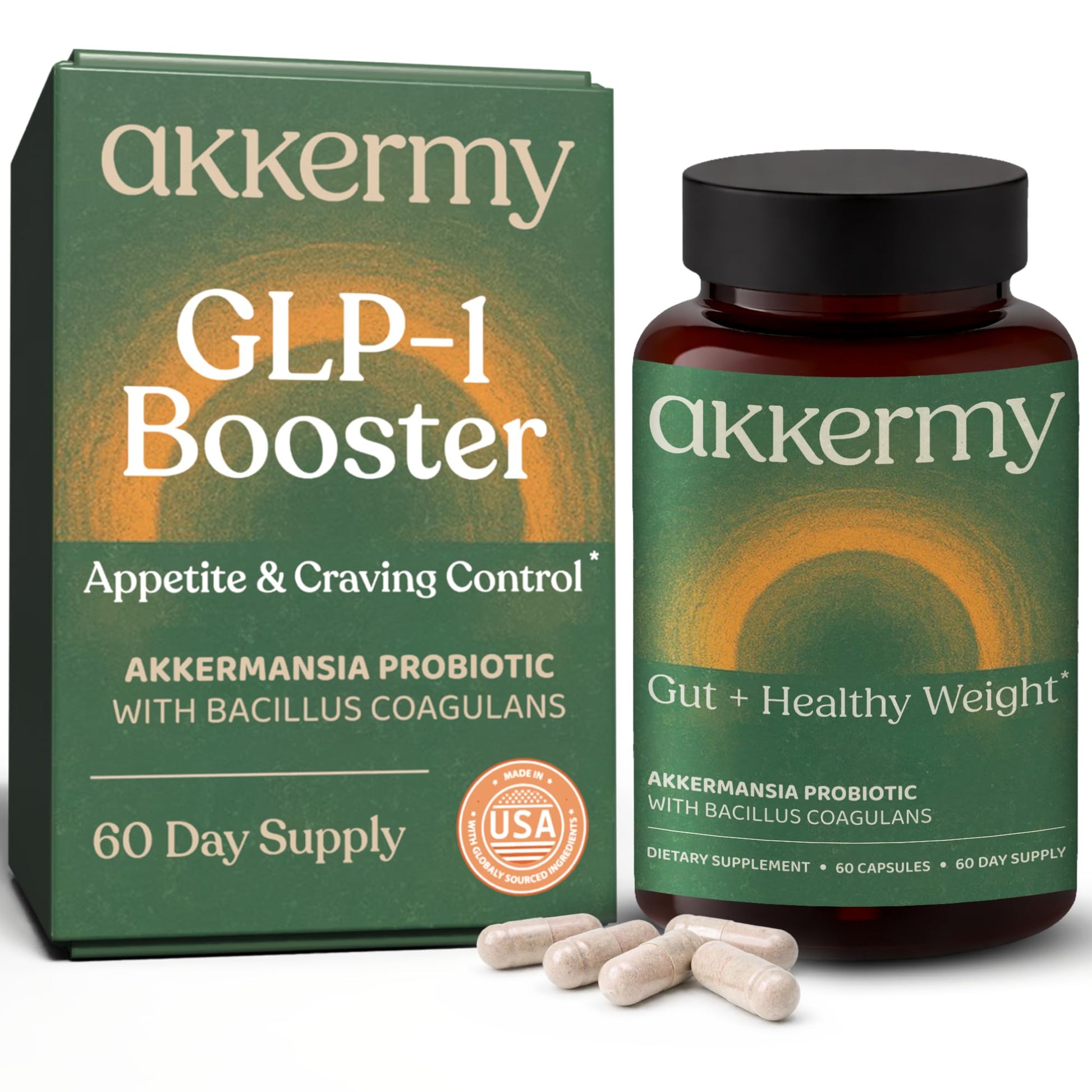 Akkermansia Probiotic for Appetite Suppressant & Craving Control | Increases GLP-1 for Weight Loss | 60 Day Supply | Made in USA | Bacillus Coagulans, B2, D3 & Chromium | SIBO Friendly, Vegan Akkermy buy supplements canada