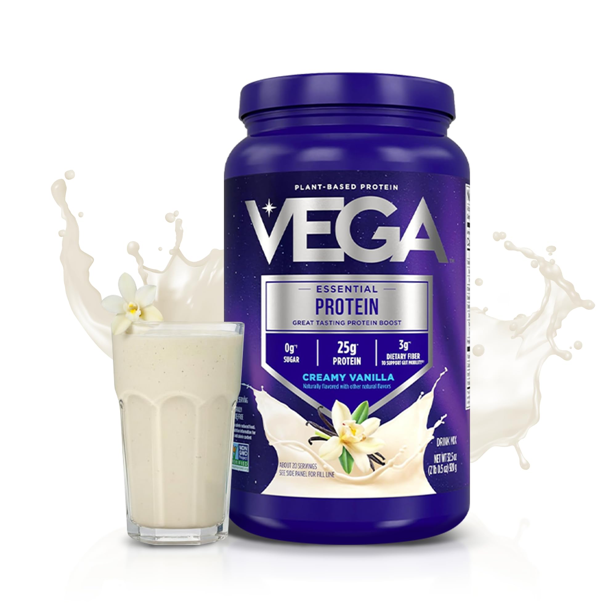 Vega Essential Protein – 25g Plant Based Protein Powder, Creamy Vanilla, Vegan for a Dairy-Free Vanilla Shake – Large Tub, 32.5oz (20 Servings) Vega buy supplements canada