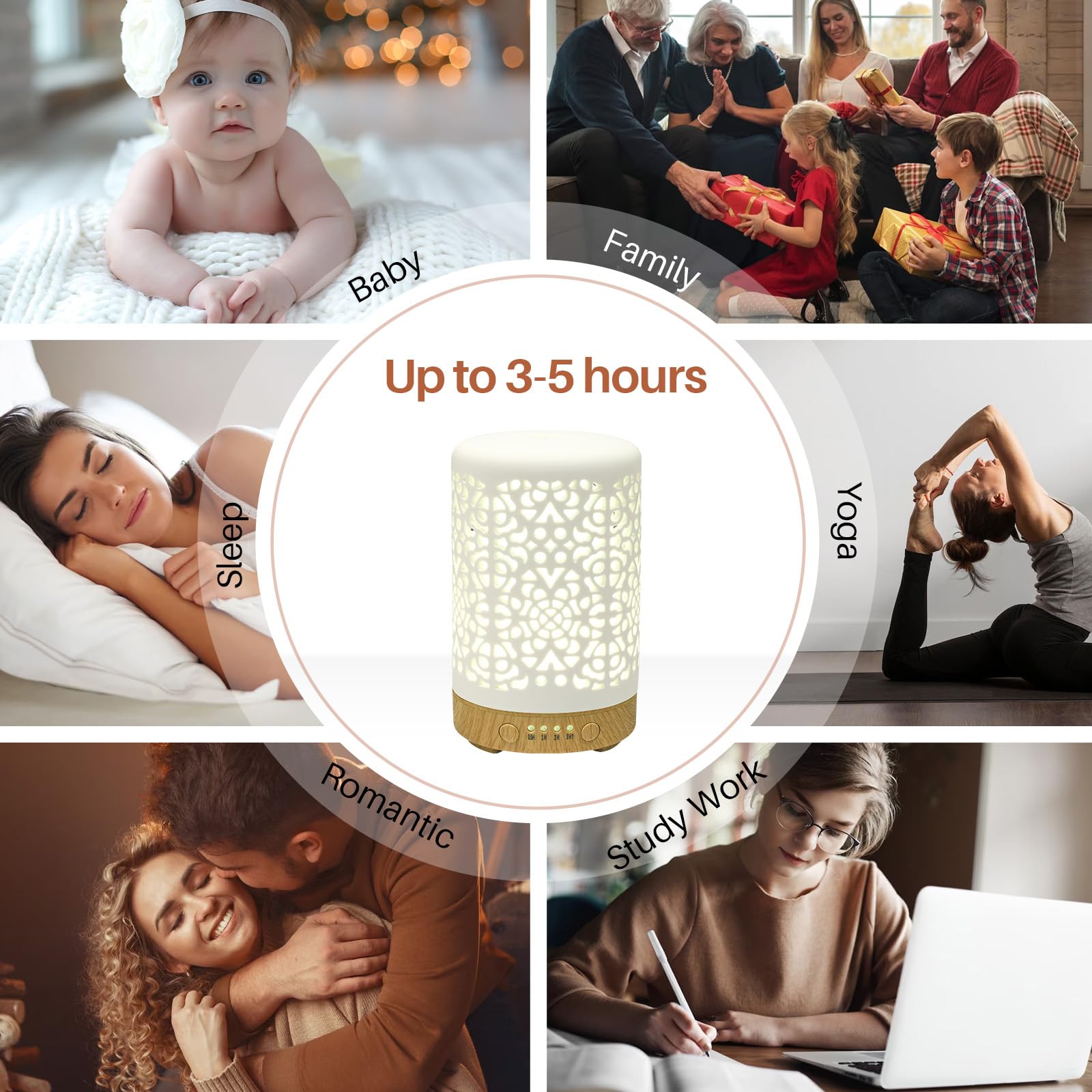 Essential Oil Diffusers, 100ml White Ceramic Diffuser with 7 LED Lights,Ultrasonic Aromatherapy homnas buy supplements canada