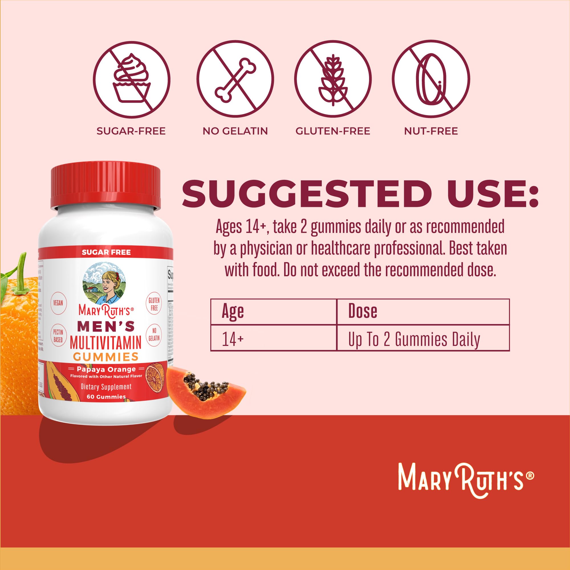 MaryRuth's Multivitamin Gummies for Men | Vitamin A, C, D, E, B6, B12, Biotin, Zinc | Energy Metabolism | Immunity | Bone Health | Cellular Health | Vegan | Non-GMO | Gluten & Sugar Free | 60 Count MARYRUTH'S buy supplements canada