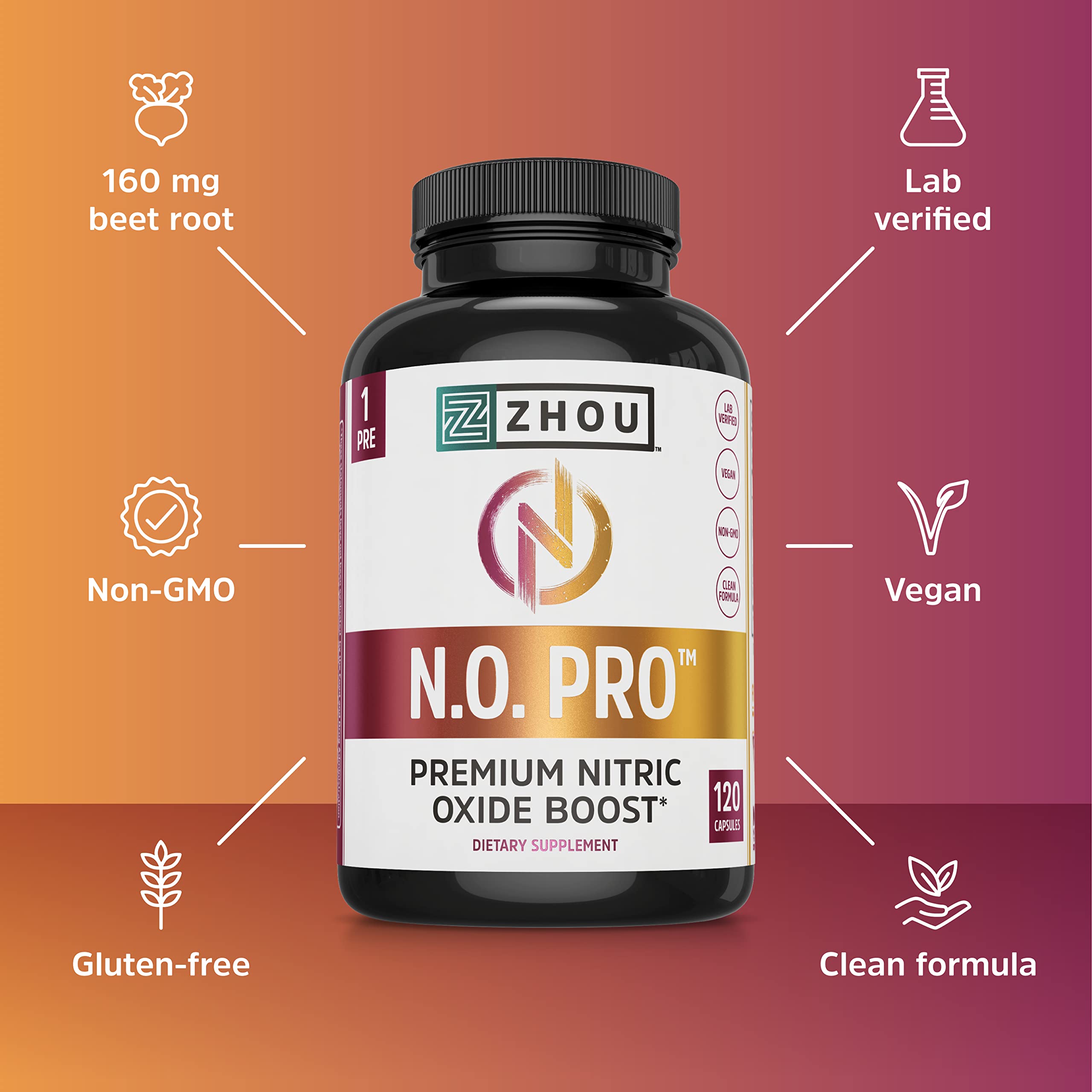 Zhou Nitric Oxide with L Arginine, Citrulline Malate, AAKG and Beet Root | Powerful N.O. Zhou Nutrition buy supplements canada