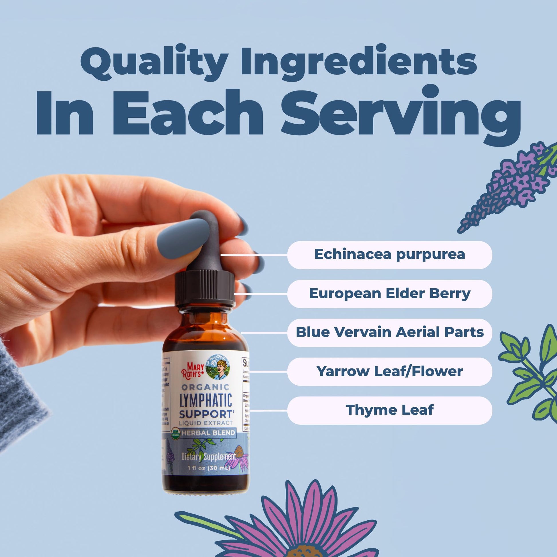 MARYRUTH'S Lymphatic Support Liquid Drops USDA Organic | Herbal Blend with Echinacea & Elderberry | Blue Vervain MARYRUTH'S buy supplements canada