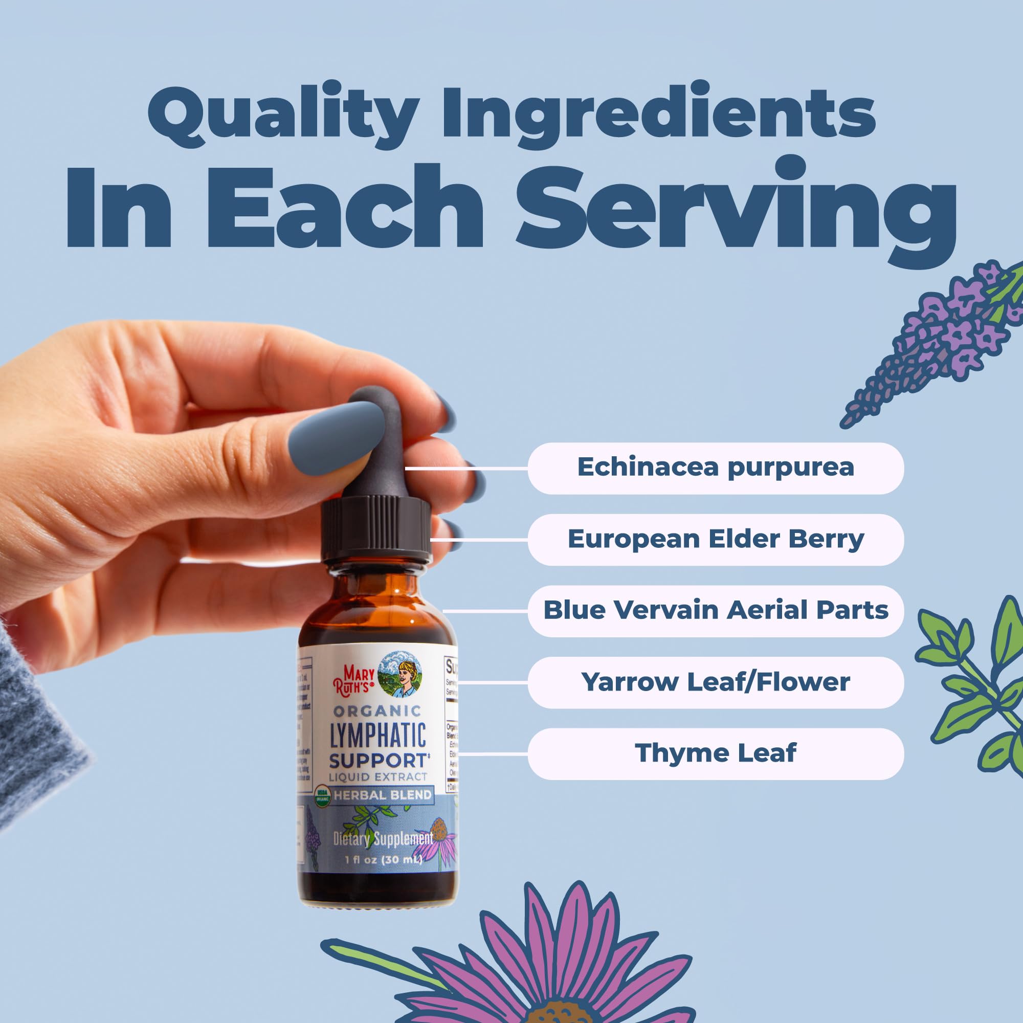 MARYRUTH'S Lymphatic Support Liquid Drops USDA Organic | Herbal Blend with Echinacea & Elderberry | Blue Vervain MARYRUTH'S buy supplements canada