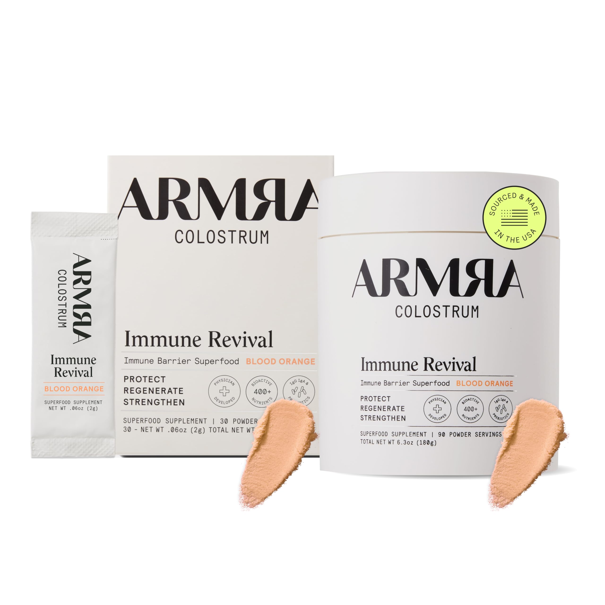 ARMRA Colostrum™ Premium Powder, Grass Fed, Gut Health Bloating Immunity Skin & Hair, Contains 400+ Bioactive Nutrients, Keto, Gluten & Fat Free (Blood Orange Bundle | 120 Servings) ARMRA buy supplements canada