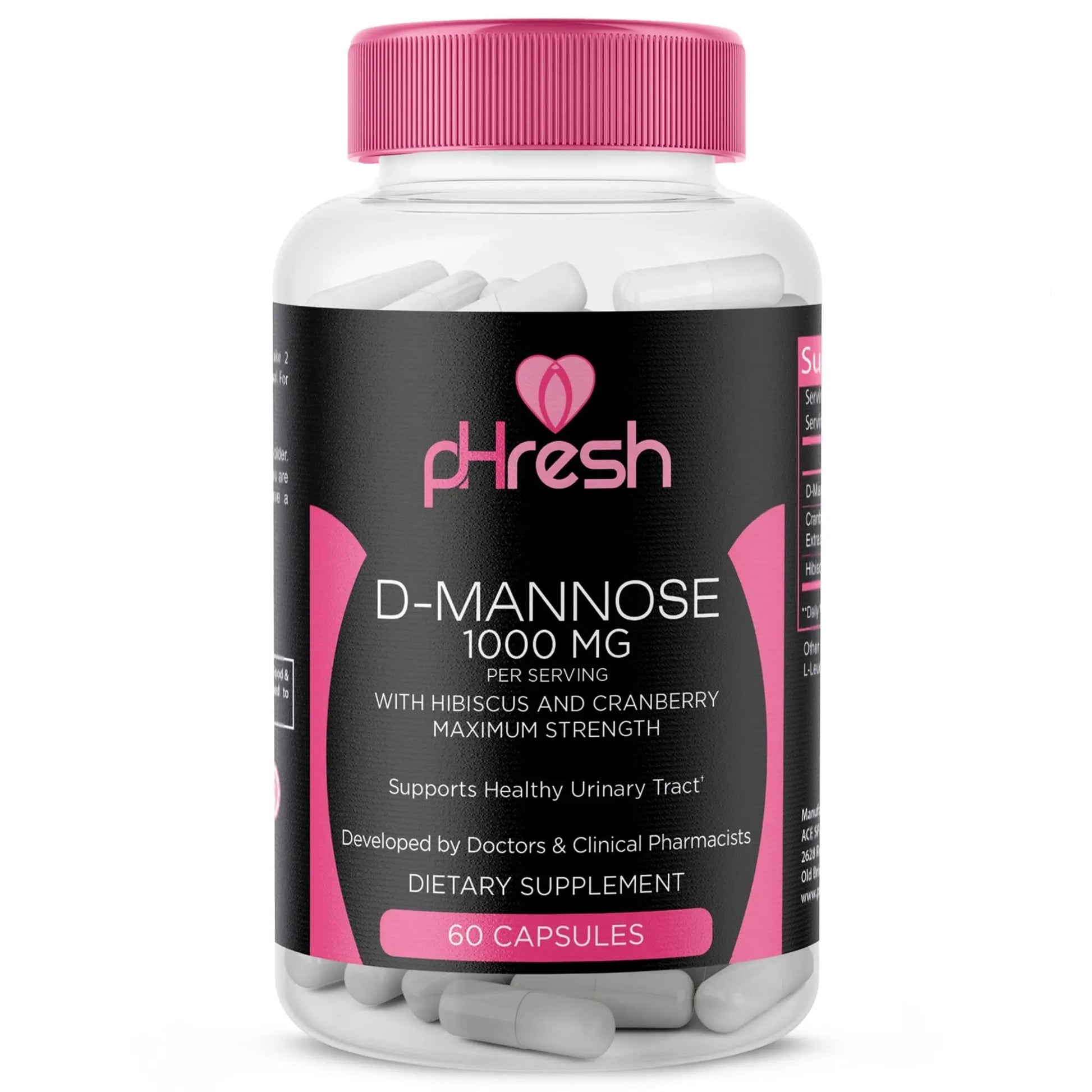 ACE NUTRITION pHresh D-Mannose with Cranberry Capsules for Women and Men, Maximum Strength 1000 mg Per Serving - Supports: Urinary Tract Health - Made in The USA ACE NUTRITION buy supplements canada