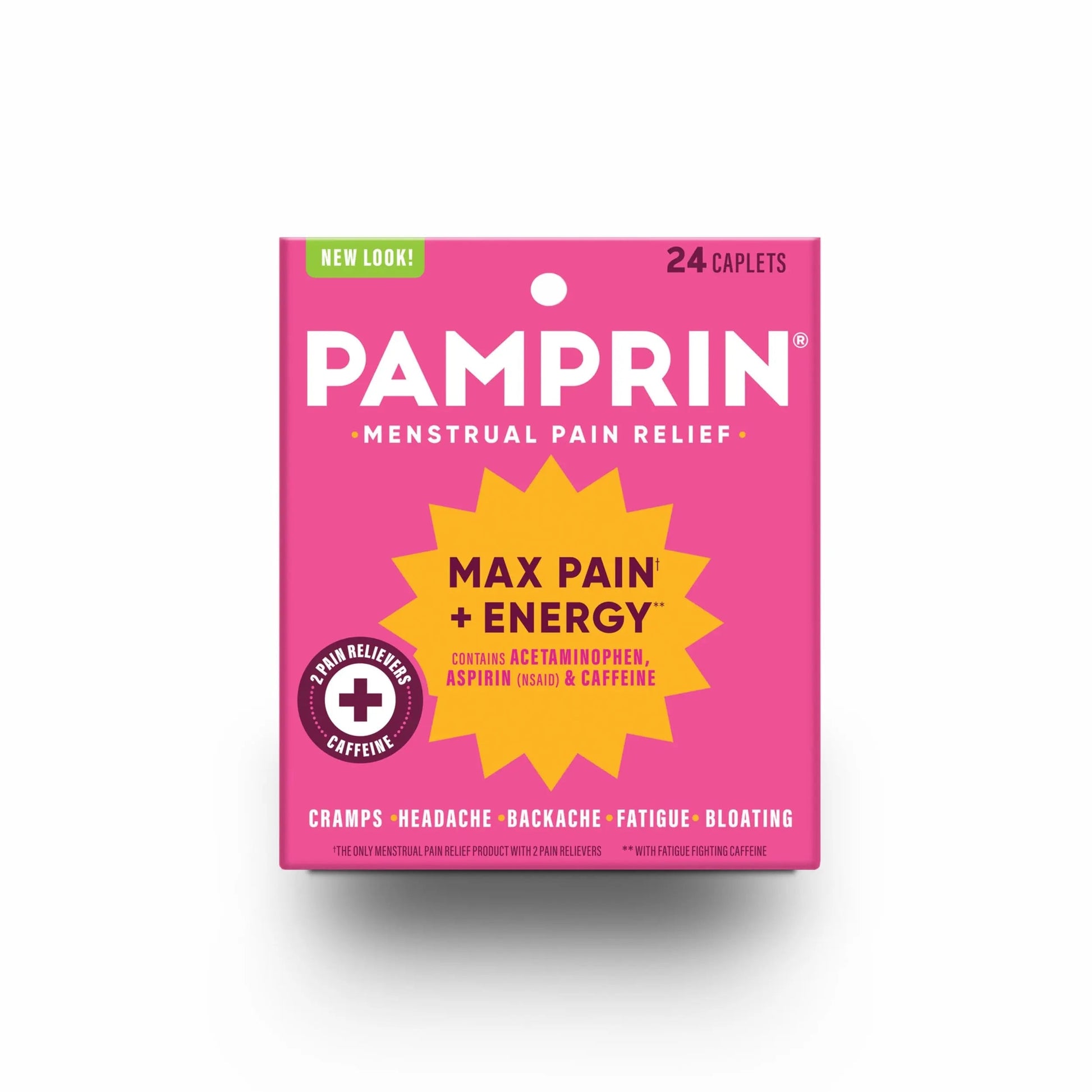 Pamprin Maximum Strength Max Pain and Energy Formula, Menstrual Period Symptoms Relief for Cramps, Bloating and Fatigue, 24 Caplets Pamprin buy supplements canada