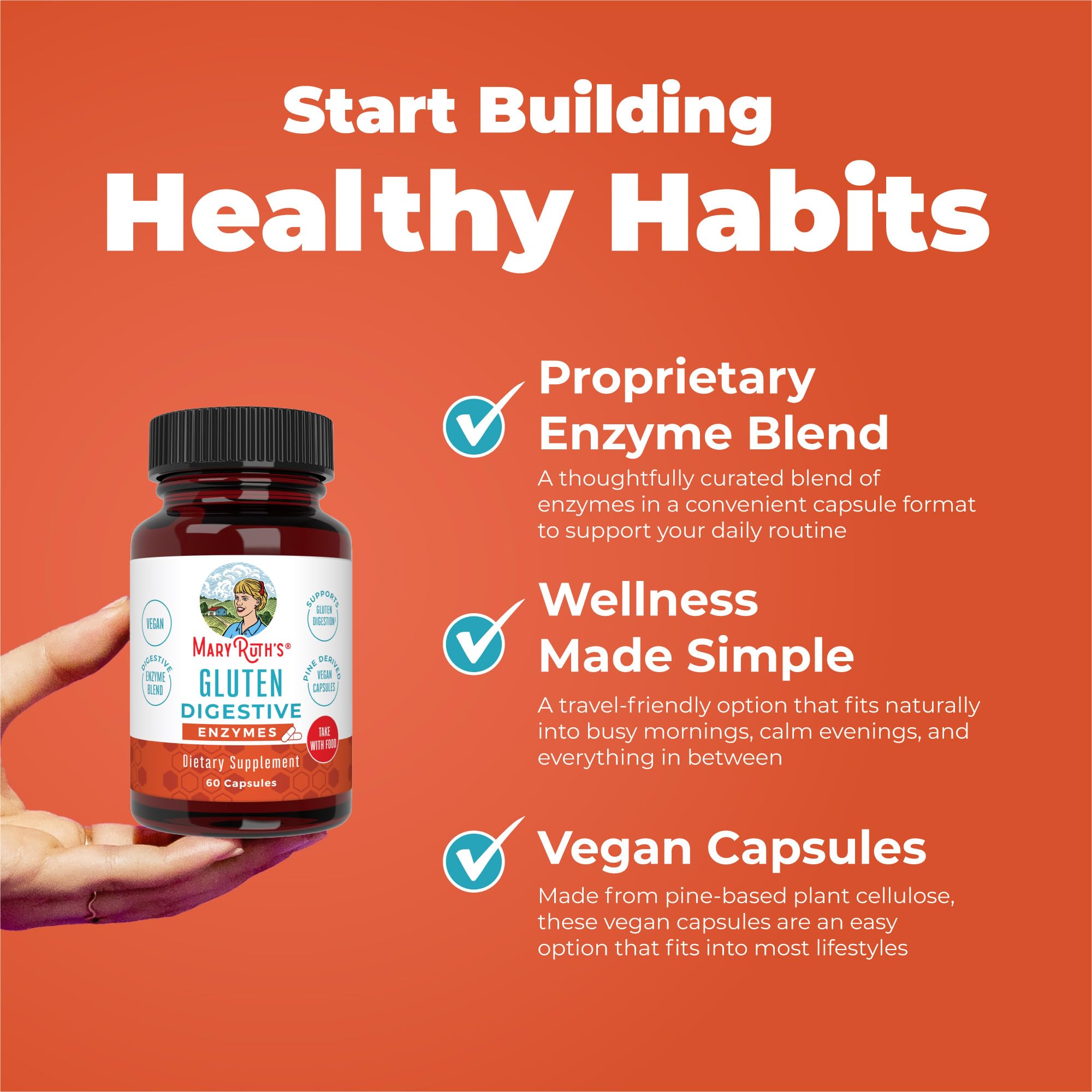 MaryRuth’s Gluten Digestive Enzymes | Up to 2 Month Supply | Proprietary Enzyme Blend | Vegan Pine-Based Capsules | Non-GMO | 60 Count MARYRUTH'S buy supplements canada