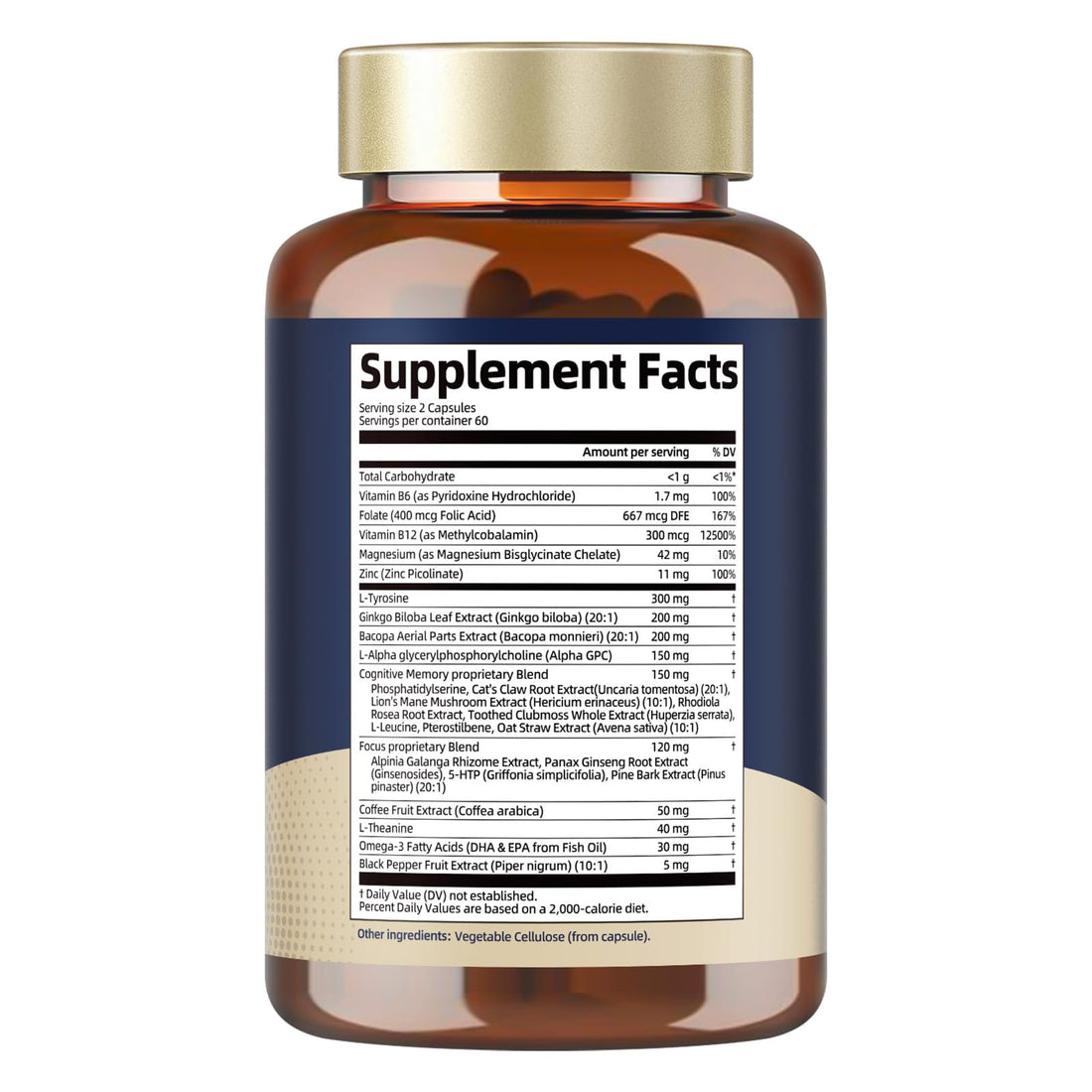 25 in 1 Brain Supplements for Memory and Focus & Neuro Health - Daily Brain Nootropic Cognitive Supplement with L-Tyrosine, Bacopa Monnieri, Ginkgo Biloba, Alpha GPC - Non-GMO, Gluten Free Totaria buy supplements canada