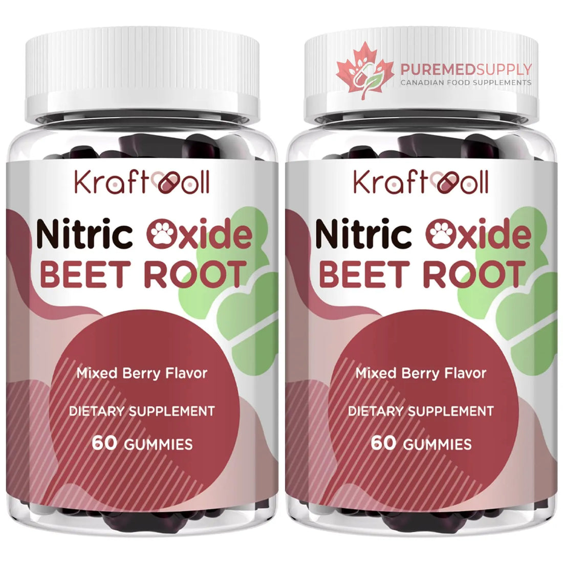 Kraftvoll Nitric Oxide Beet Root Gummies – Sugar-Free Beet Chewables, Mixed Berry Flavor with Grapeseed Powder, Pomegranate, Vitamin C & B12 – Nitric Oxide Supplements for Men – 60 Gummies (2 Bottles) Kraftvoll buy supplements canada