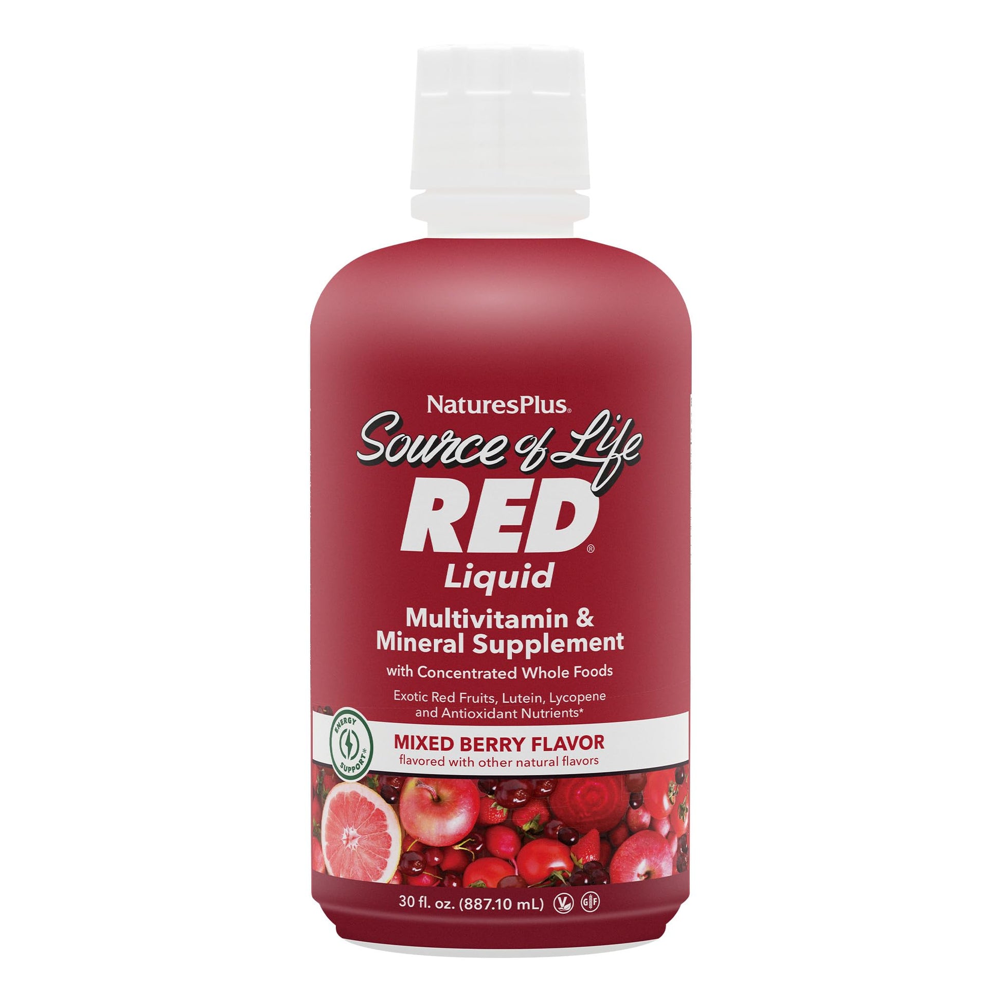 NaturesPlus Source of Life RED Multivitamin Liquid - 30 oz - Energy & Immune Support - with Exotic Red Fruits, Lycopene & Lutein - Vegetarian & Gluten Free - 30 Servings NaturesPlus buy supplements canada