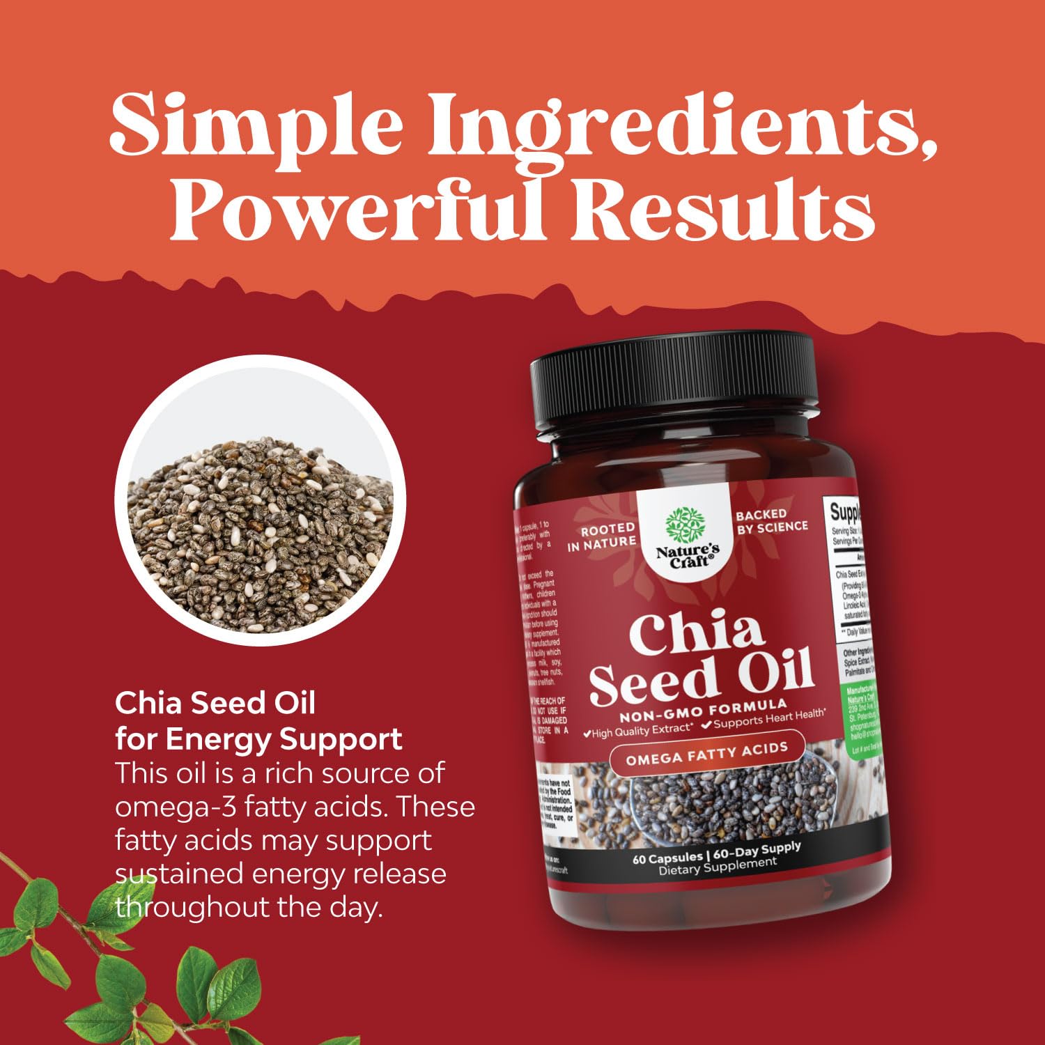 Chia Seed Oil Supplement for Weight Loss and Energy Natural Superfood Protein Metabolis Natures Craft buy supplements canada