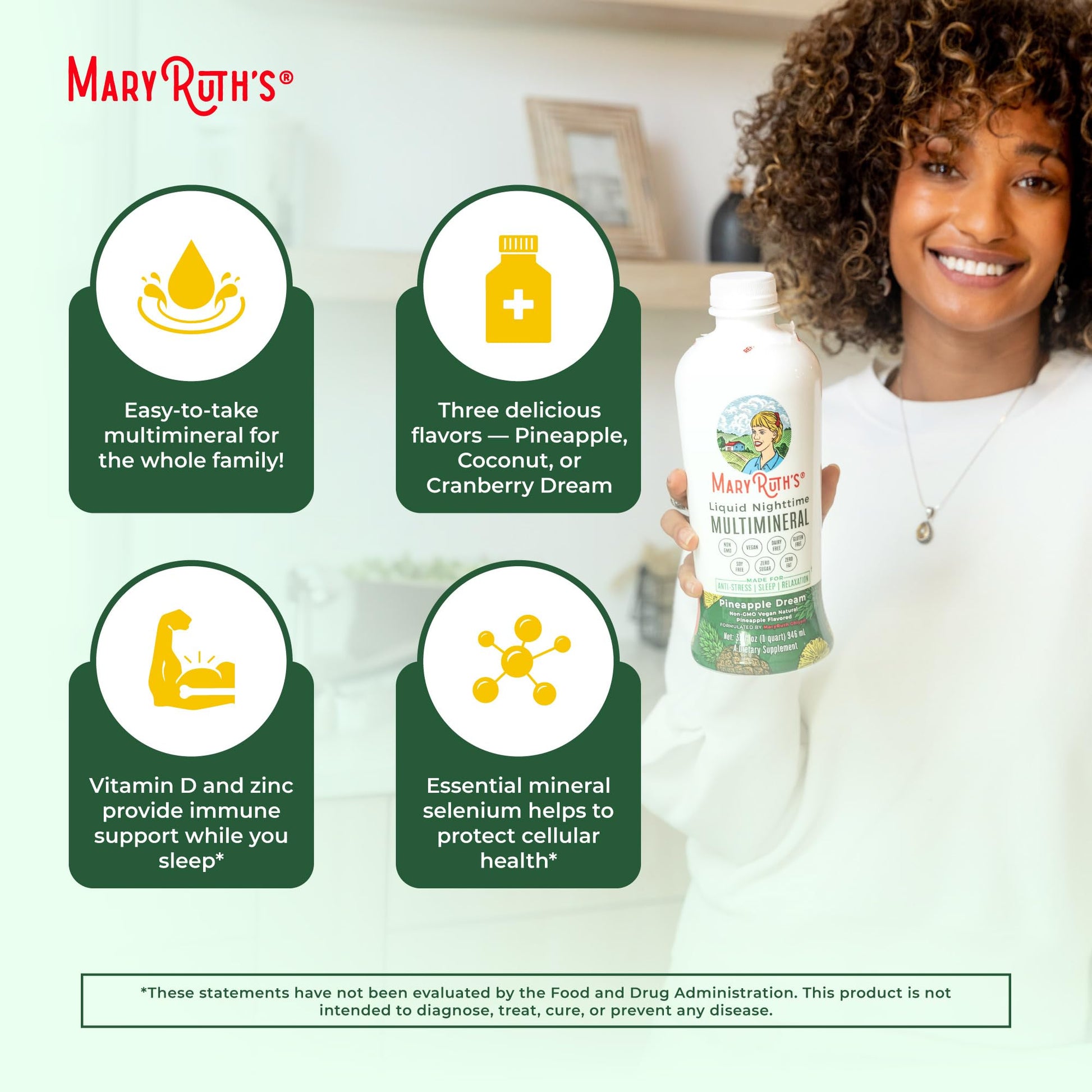 MaryRuth Organics Liquid Nighttime Multimineral | NO Melatonin | Magnesium Citrate | Calcium | Zinc | Vitamin D3| Available in 4 Flavors | Vegan | Sugar Free | Gluten Free | 32 Oz MARYRUTH'S buy supplements canada