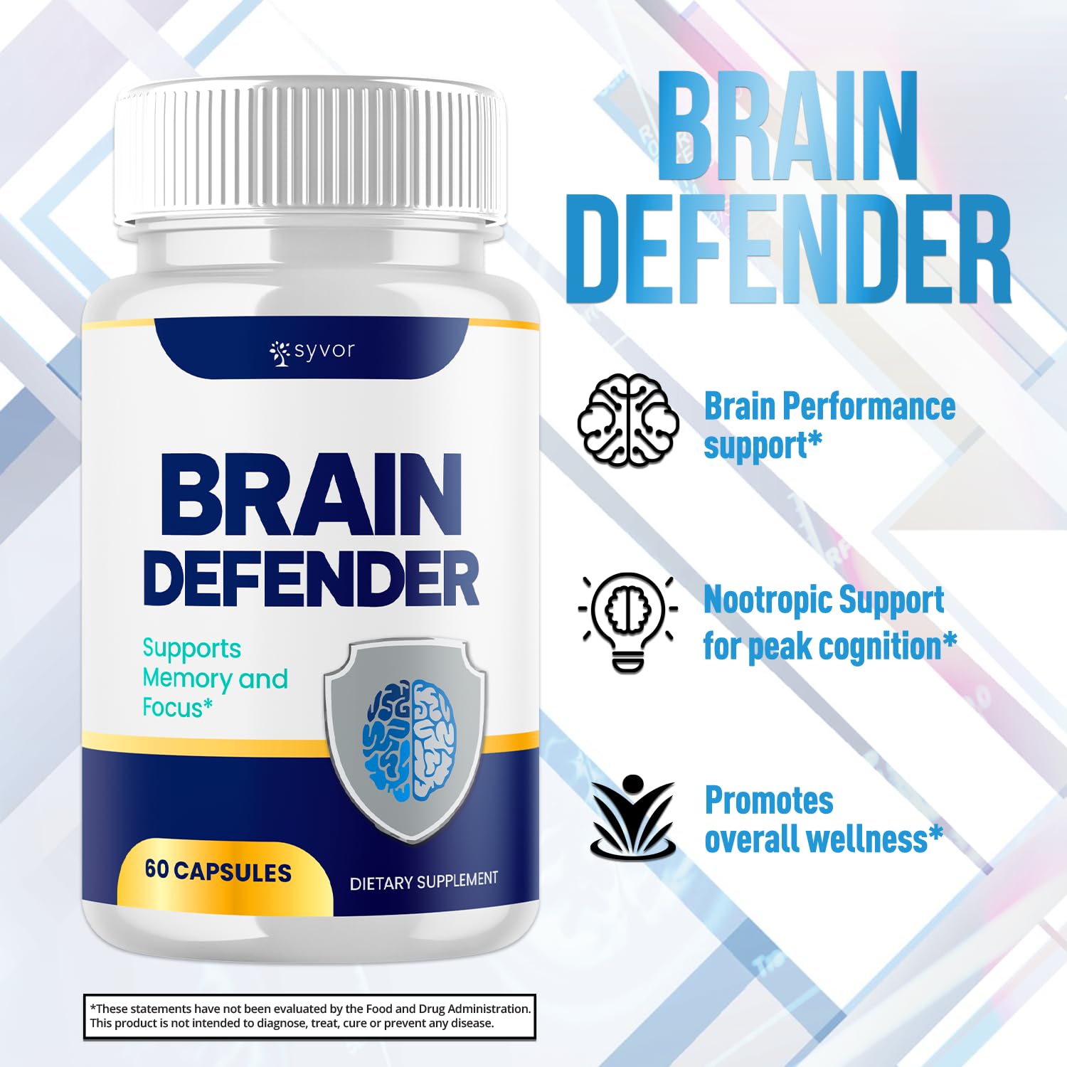(2 Pack) Brain Defender Supplement Pills, Official Brain Defender Advanced Formula Nootropic Capsules, All Natural Health and Wellness Support Formula Maximum Strength Braindefender (120 Capsules) Syvor buy supplements canada