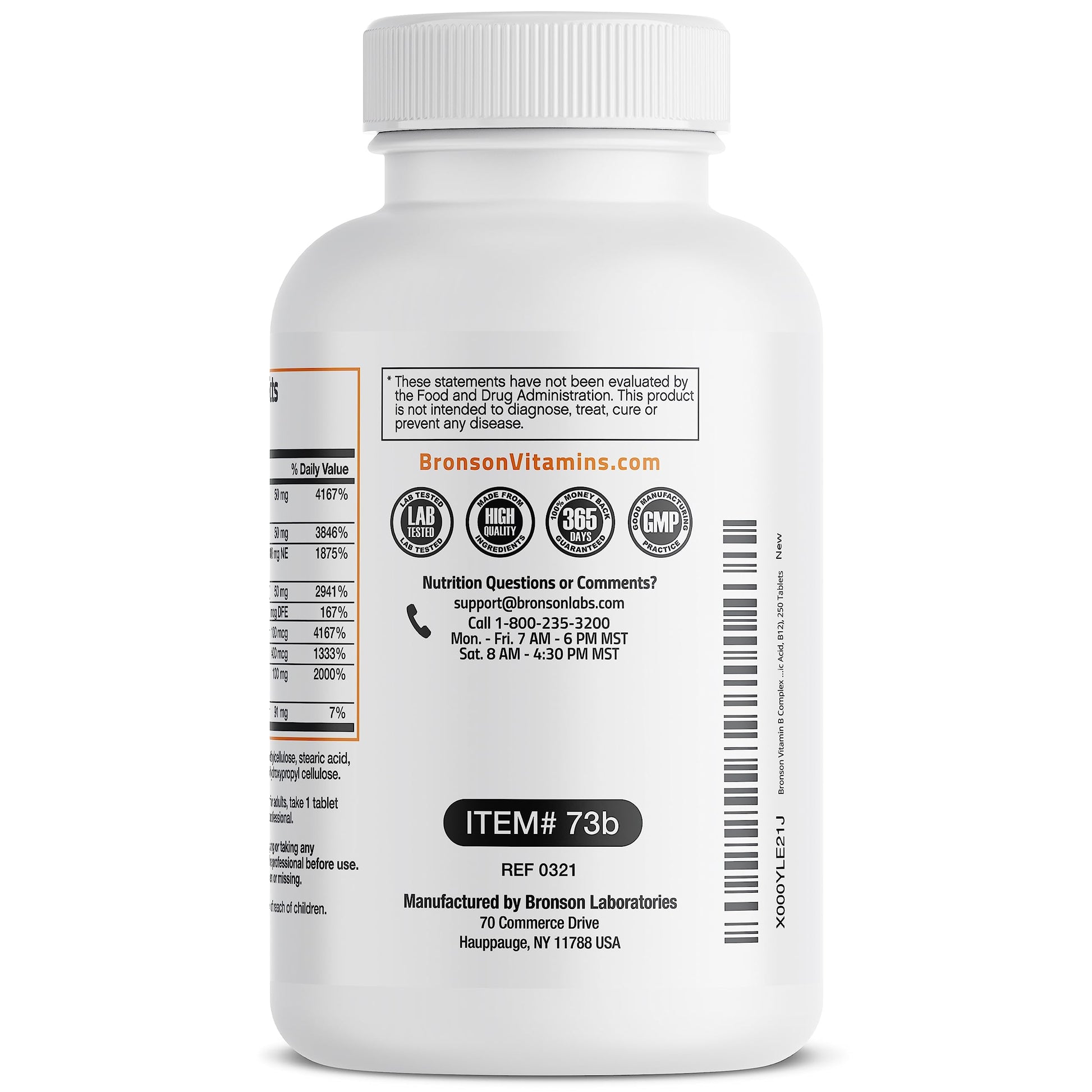 Bronson Super B Vitamin B Complex Sustained Slow Release Vitamin B1, B2, B3, B6, B9 Bronson buy supplements canada