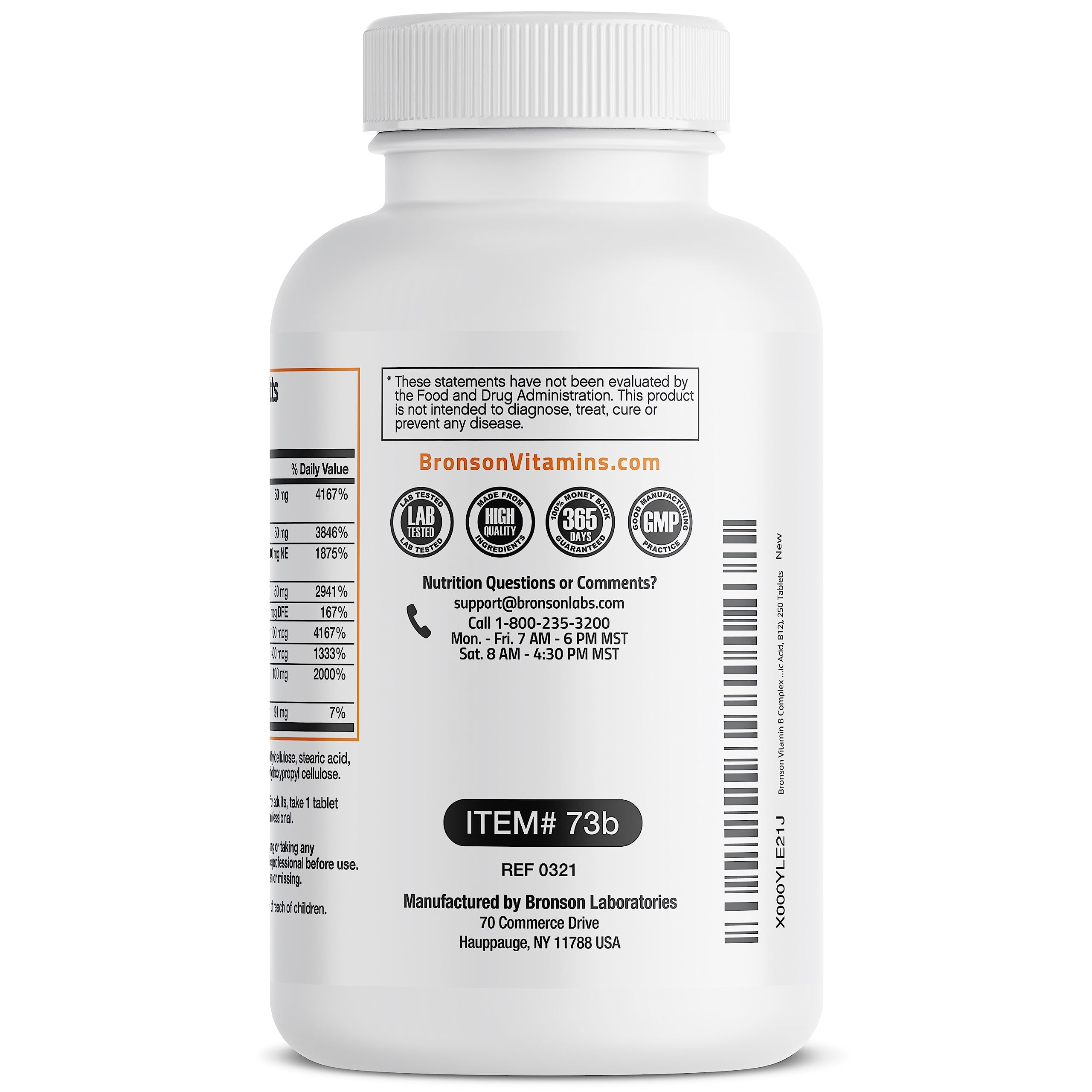 Bronson Super B Vitamin B Complex Sustained Slow Release Vitamin B1, B2, B3, B6, B9 Bronson buy supplements canada