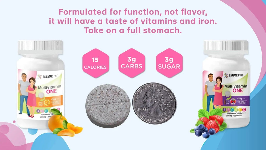 BariatricPal Multivitamin ONE 1 per Day! Bariatric Multivitamin Chewable with 45mg Iron - Mixed Berry (30 Count) BariatricPal buy supplements canada