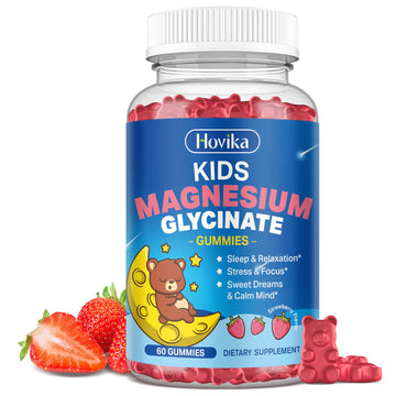 Magnesium Glycinate Gummies for Kids - with L-Theanine, Omega-3, Vitamin B6, D3, Zinc - Kids Magnesium Gummies for Sleep, Relaxation, Calm & Focus - Sugar Free Strawberry 60ct Hovika buy supplements canada