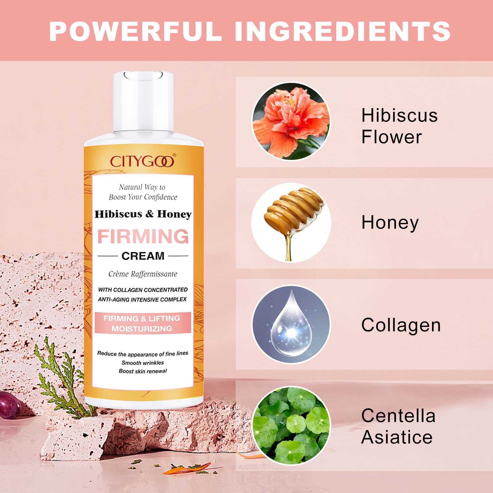 Hibiscus and Honey Firming Cream, Skin Tightening Lotion, Reduces the Look of Neck Lines CITYGOO buy supplements canada