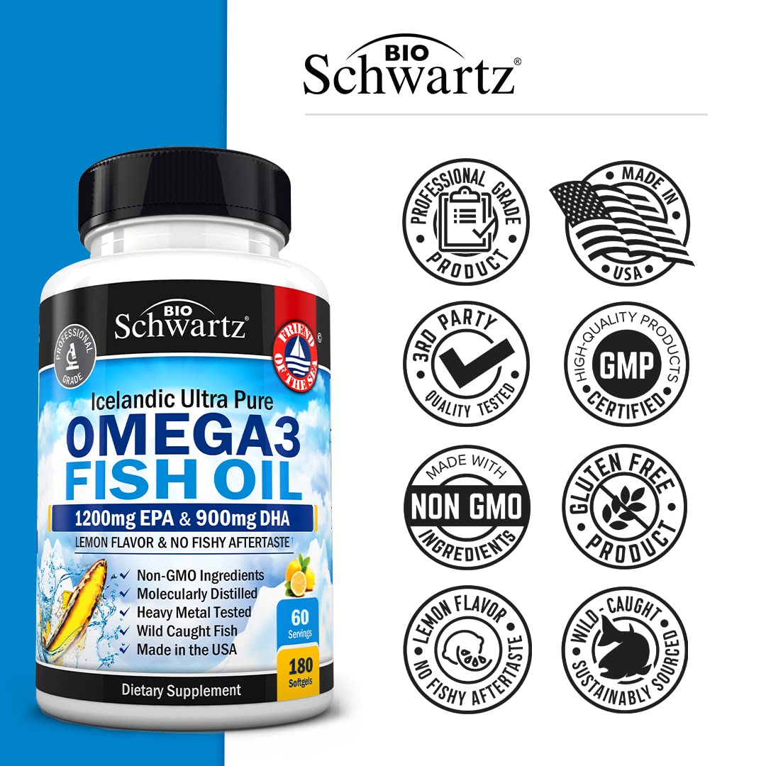 Omega 3 Fish Oil Supplement - 1200mg EPA and 900mg DHA Fatty Acid Per Serving BioSchwartz buy supplements canada