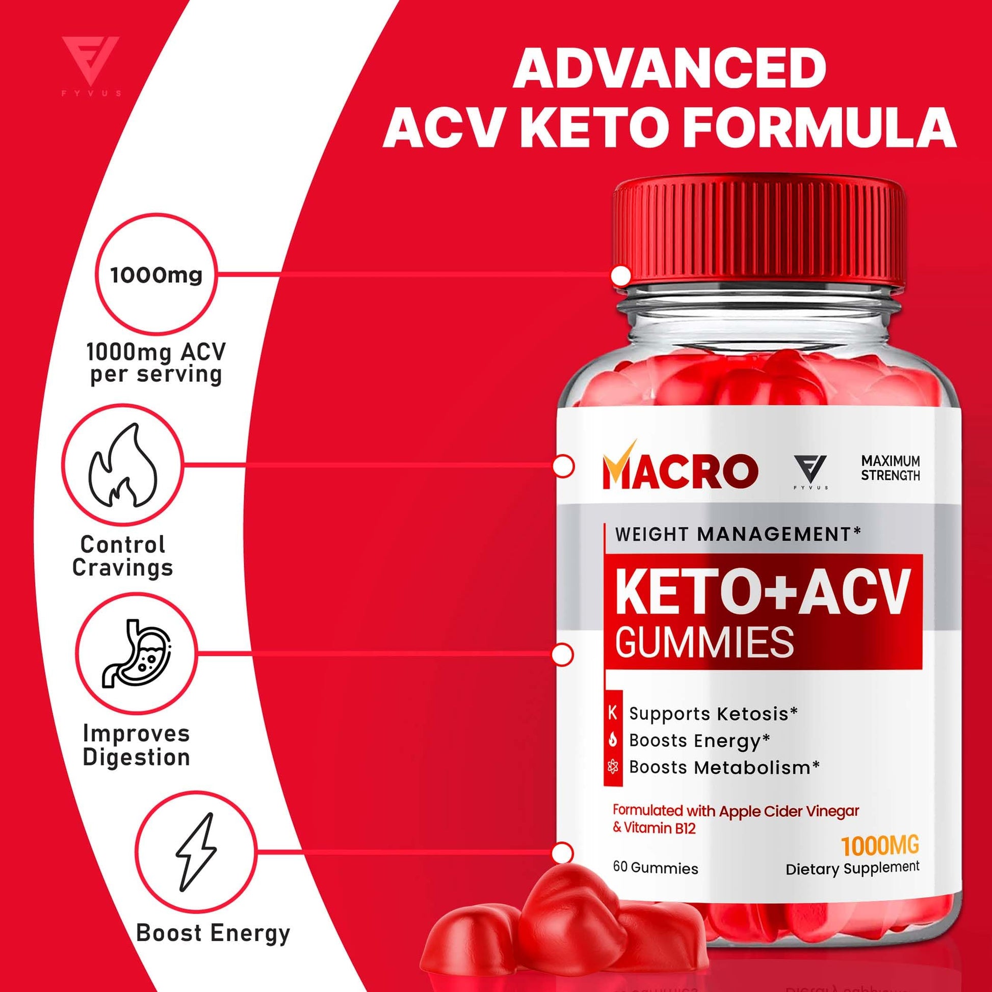 Macro Keto ACV Gummies Advanced Apple Cider Vinegar Vitamin Supplement Fyvus buy supplements canada