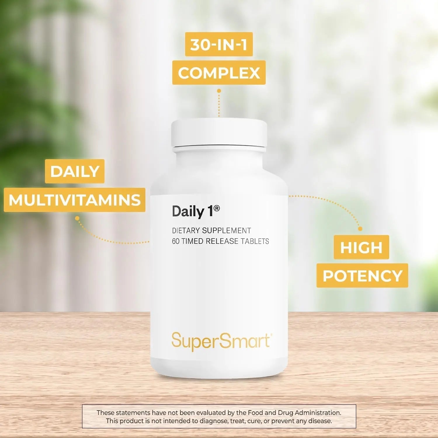 Supersmart - Daily 1® Timed Release - Multivitamin Supplement for Women & Men - with BioPQQ®, Vitamin A, B, C, D & E, Biotin, Quercetin & Fisetin | Supersmart buy supplements canada