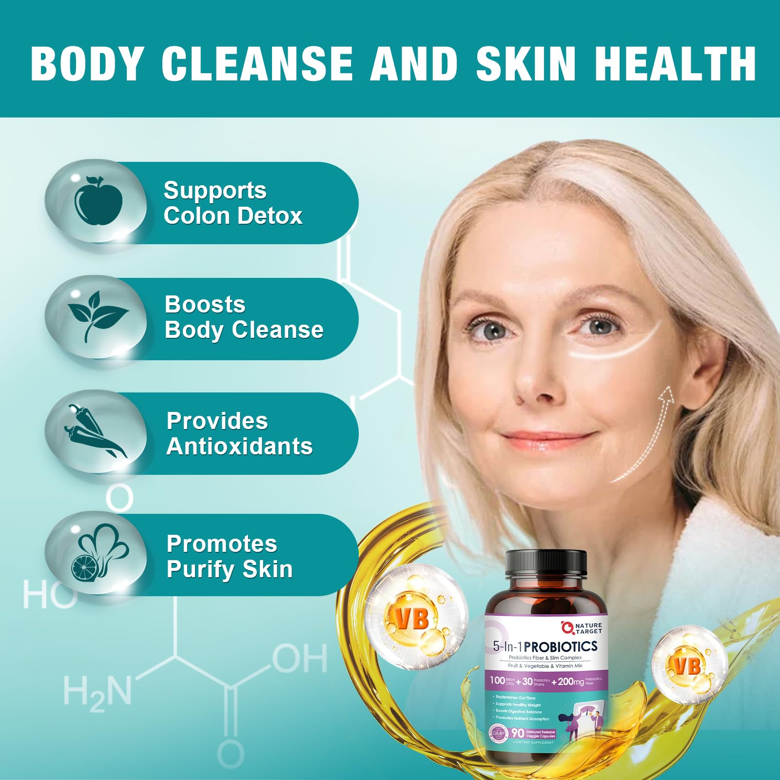 Probiotics for Women-Men-Kids Digestive Health, Prebiotics and Probiotics for Women NATURE TARGET buy supplements canada