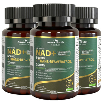 Anven Health Liposomal NAD+ Resveratrol Supplement - NMN Alternative with Trans-Resveratrol, Quercetin & Fisetin - NAD Plus for Women and Men, Cellular Energy & Healthy Aging, Non-GMO | 180 Capsules Anven Health buy supplements canada