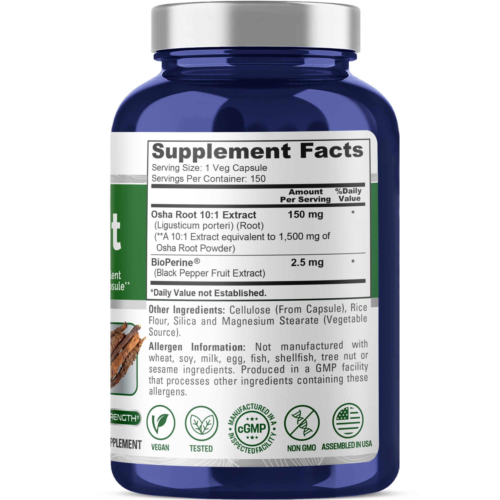 NusaPure OSHA Root Extract 1500 mg per Vegan Caps - 150 Count (10:1 Extract, Non-GMO, Vegan, Bioperine) Ligusticum Porteri NusaPure buy supplements canada